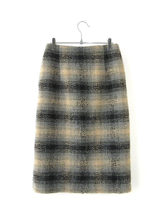 【used】plaid long skirt
