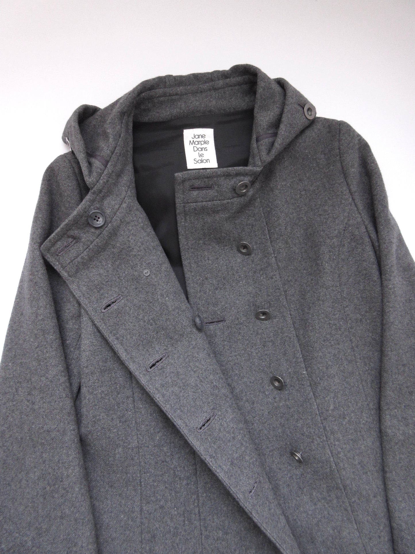 gray double button design coat