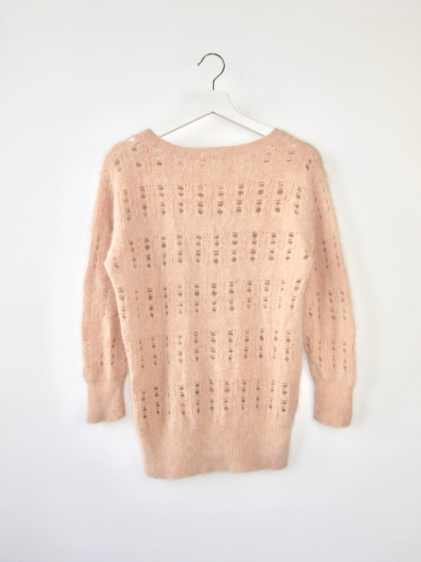 coral pink angora knit