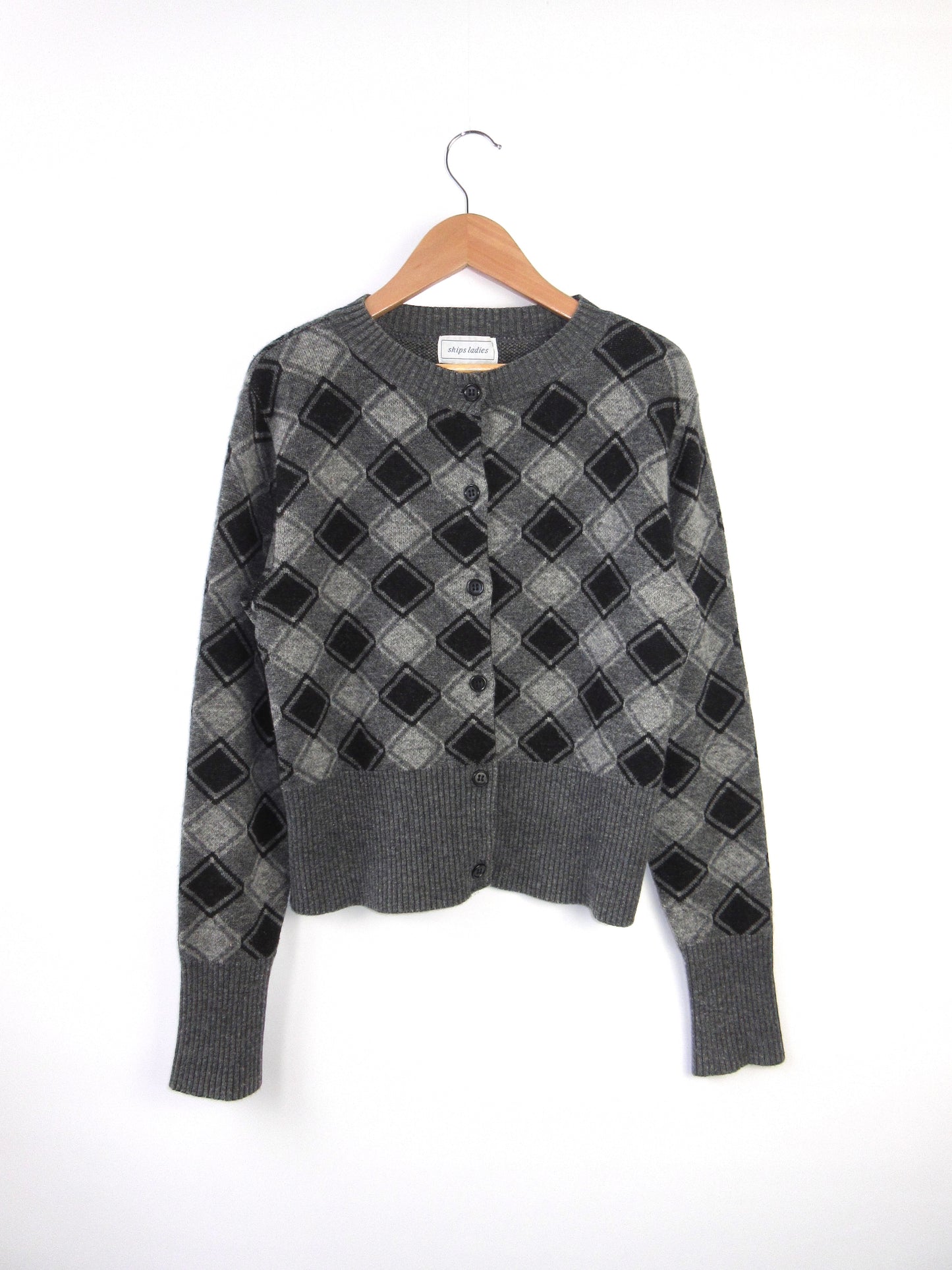 【used】plaid pattern cardigan