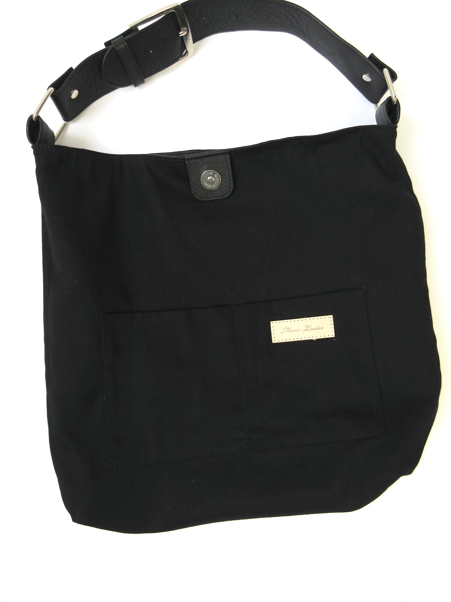 black leather tote bag