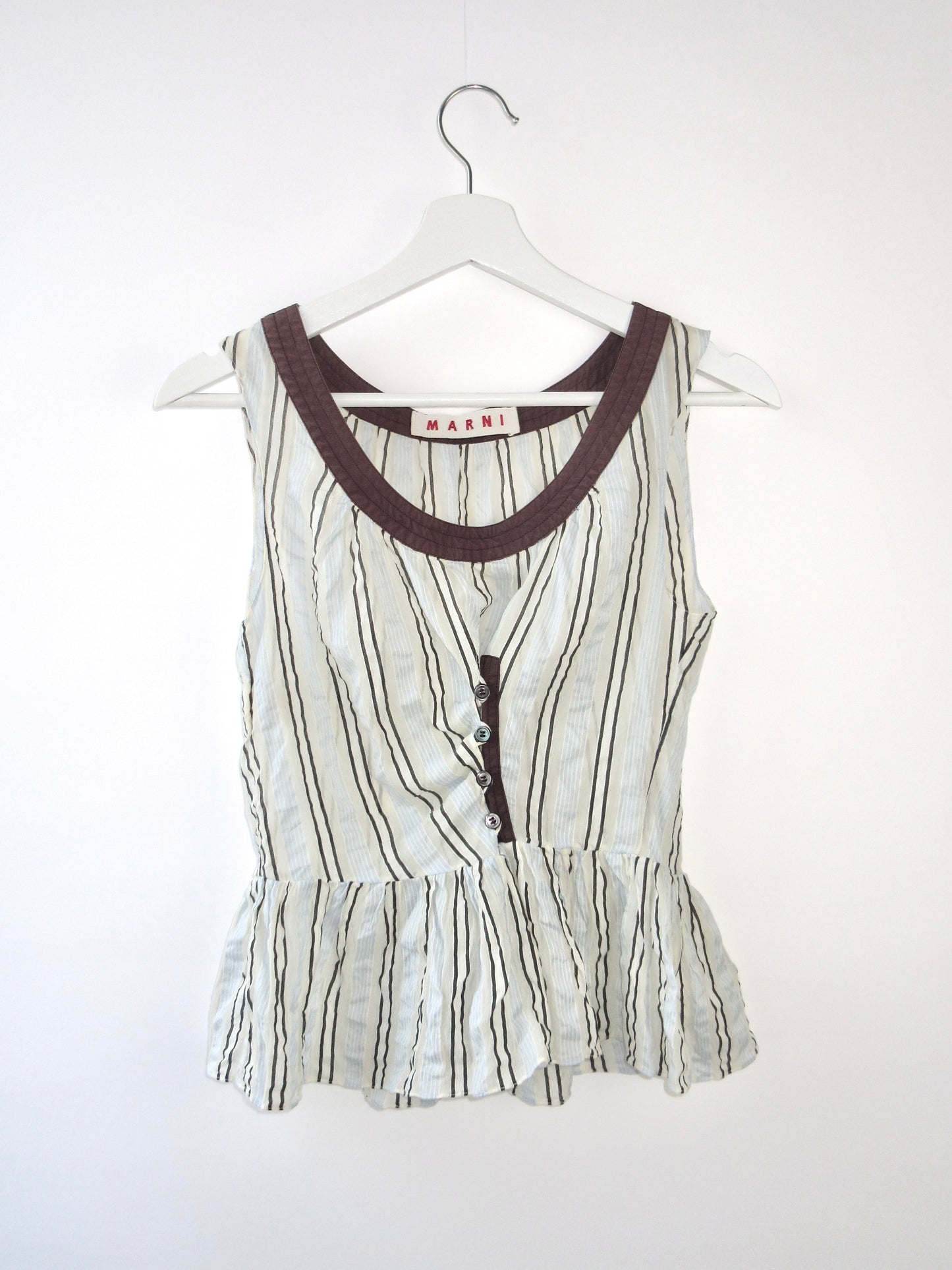 【used】MARNI blue stripe sleeveless top