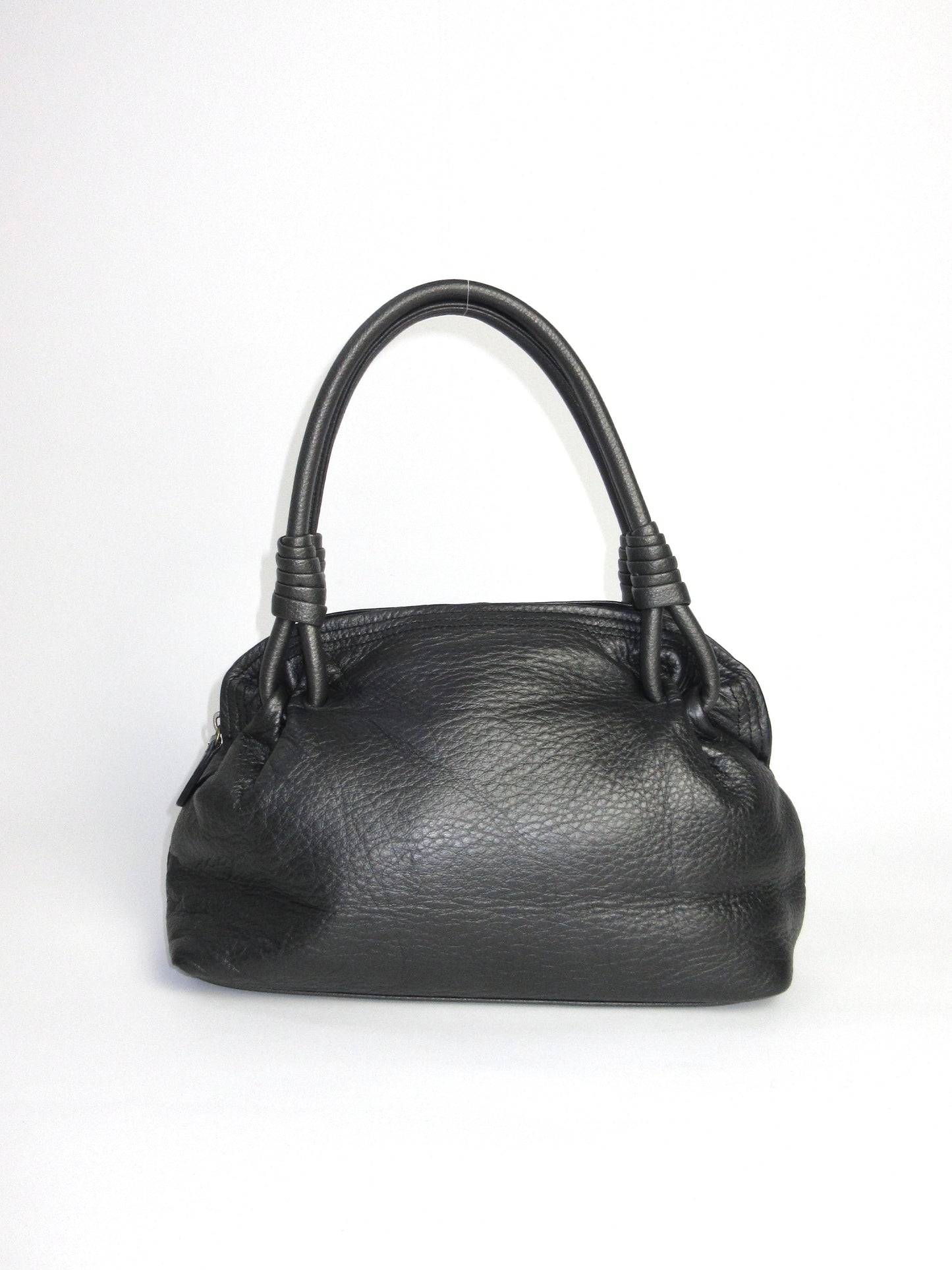 grained leather detail hand bag