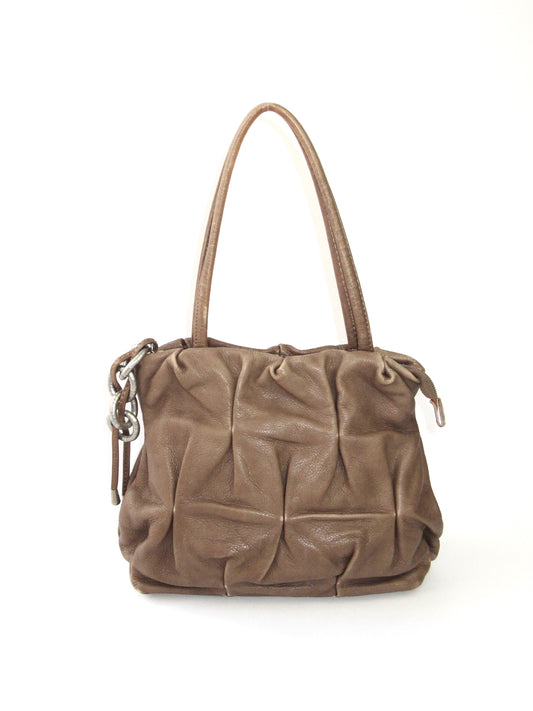 tucked leather shoulder bag