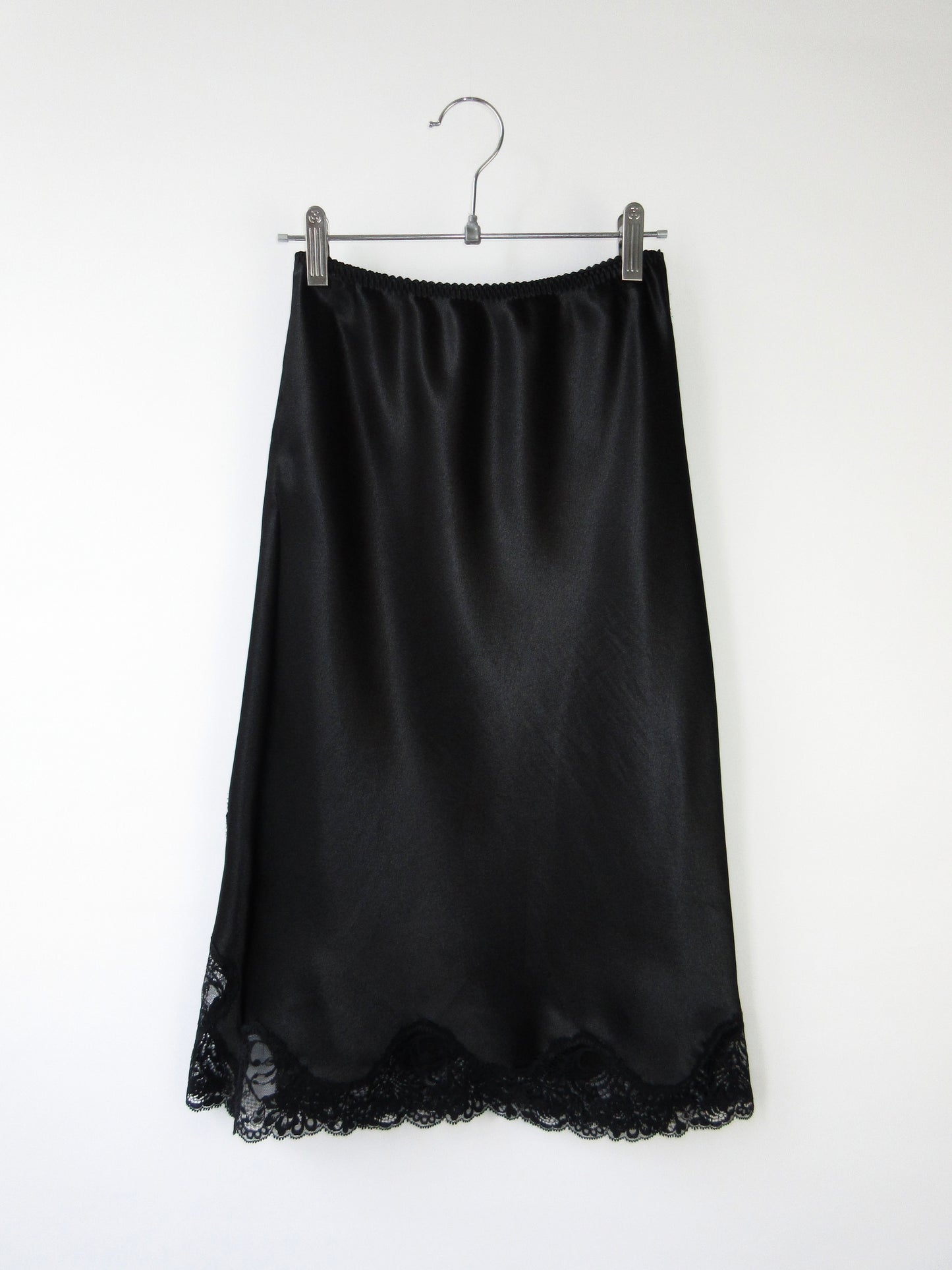 black lace satin skirt