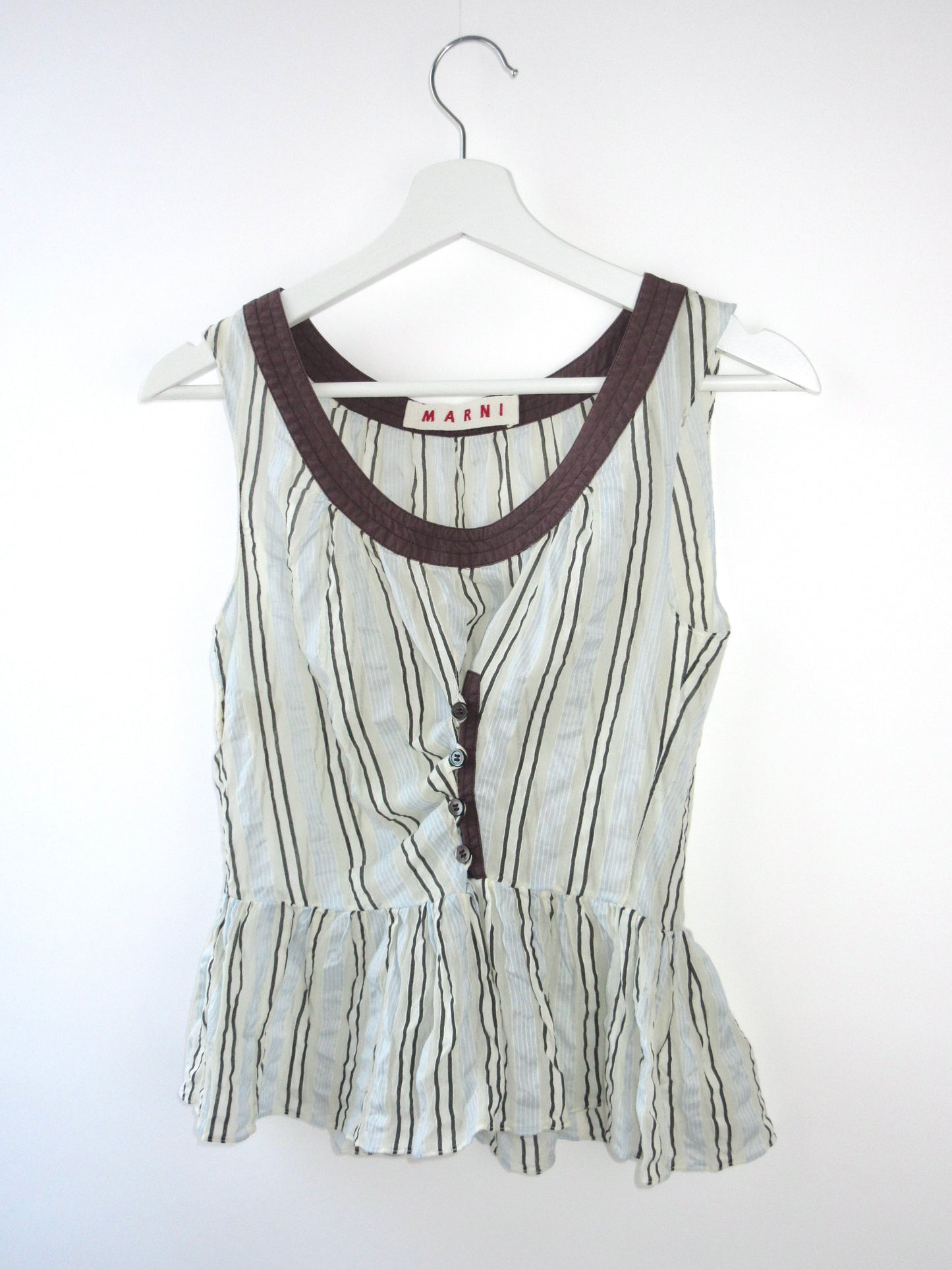 【used】MARNI blue stripe sleeveless top