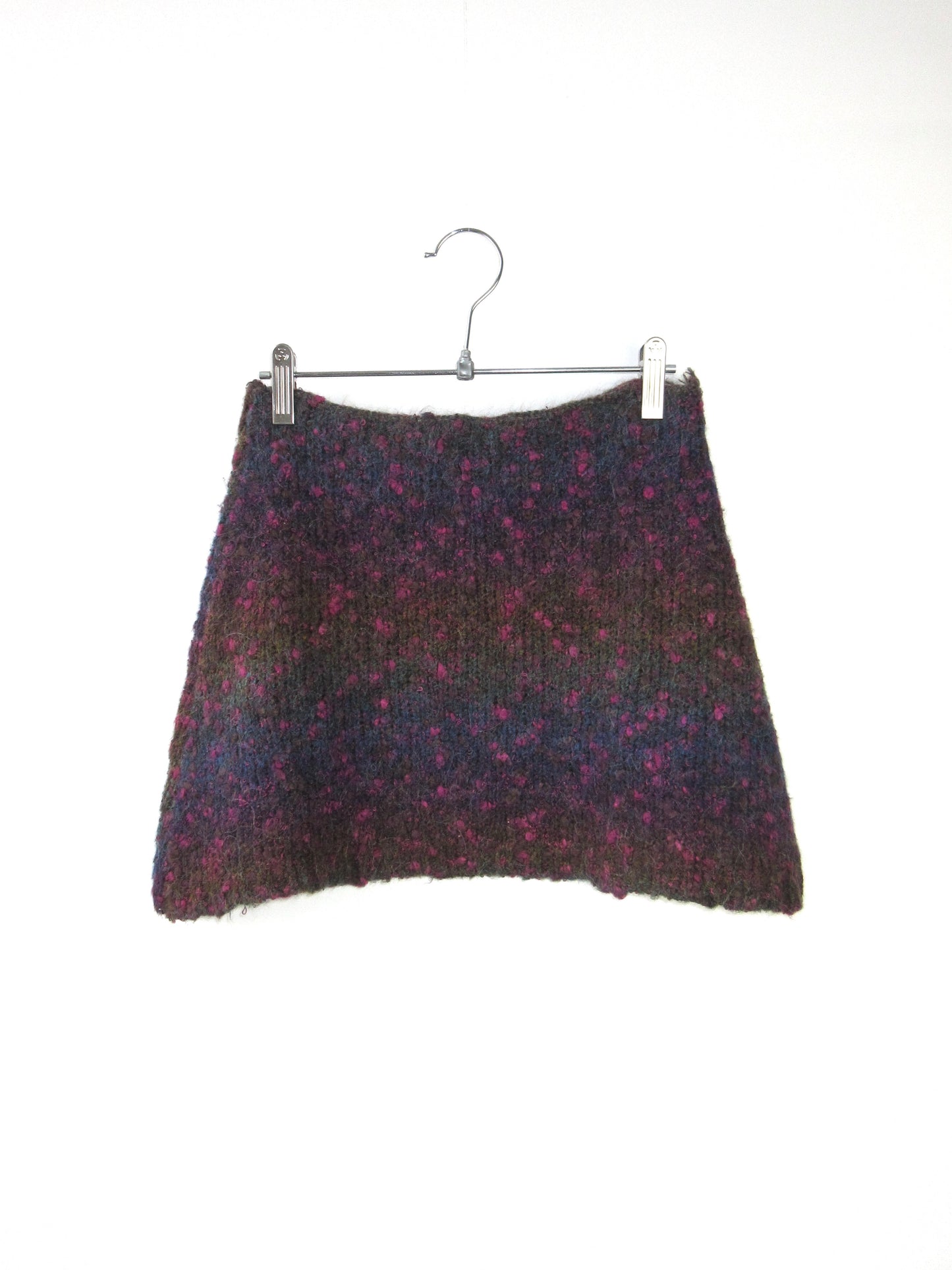 【used】mix color knit mini skirt