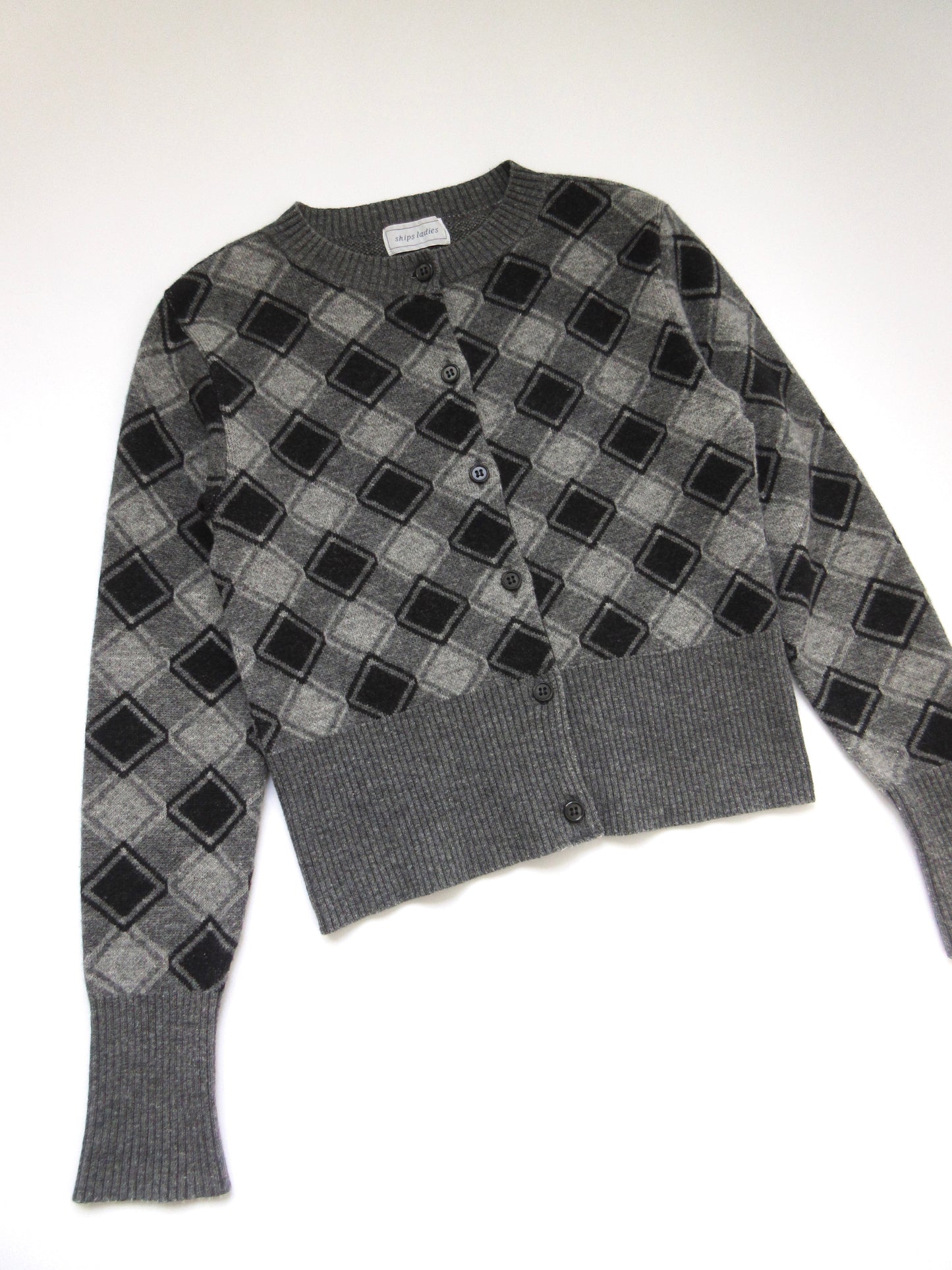 【used】plaid pattern cardigan