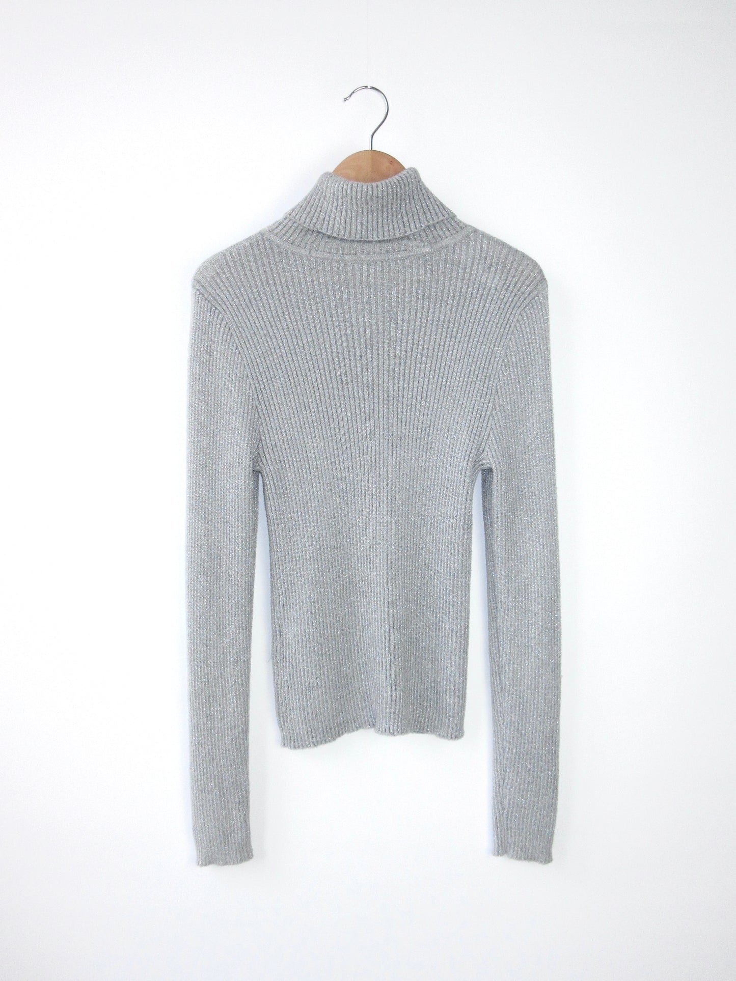 【used】silver glitter turtleneck top