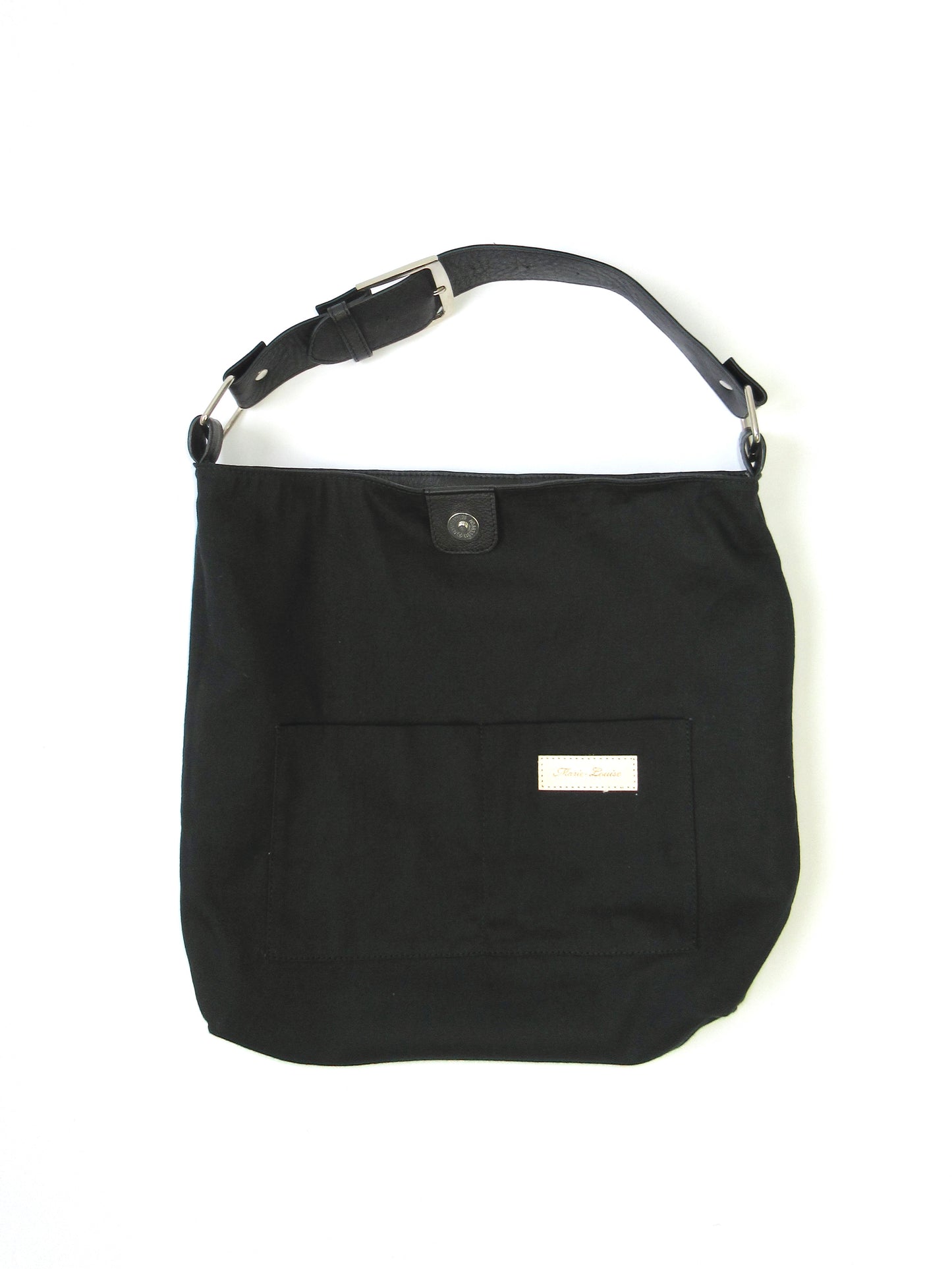 black leather tote bag