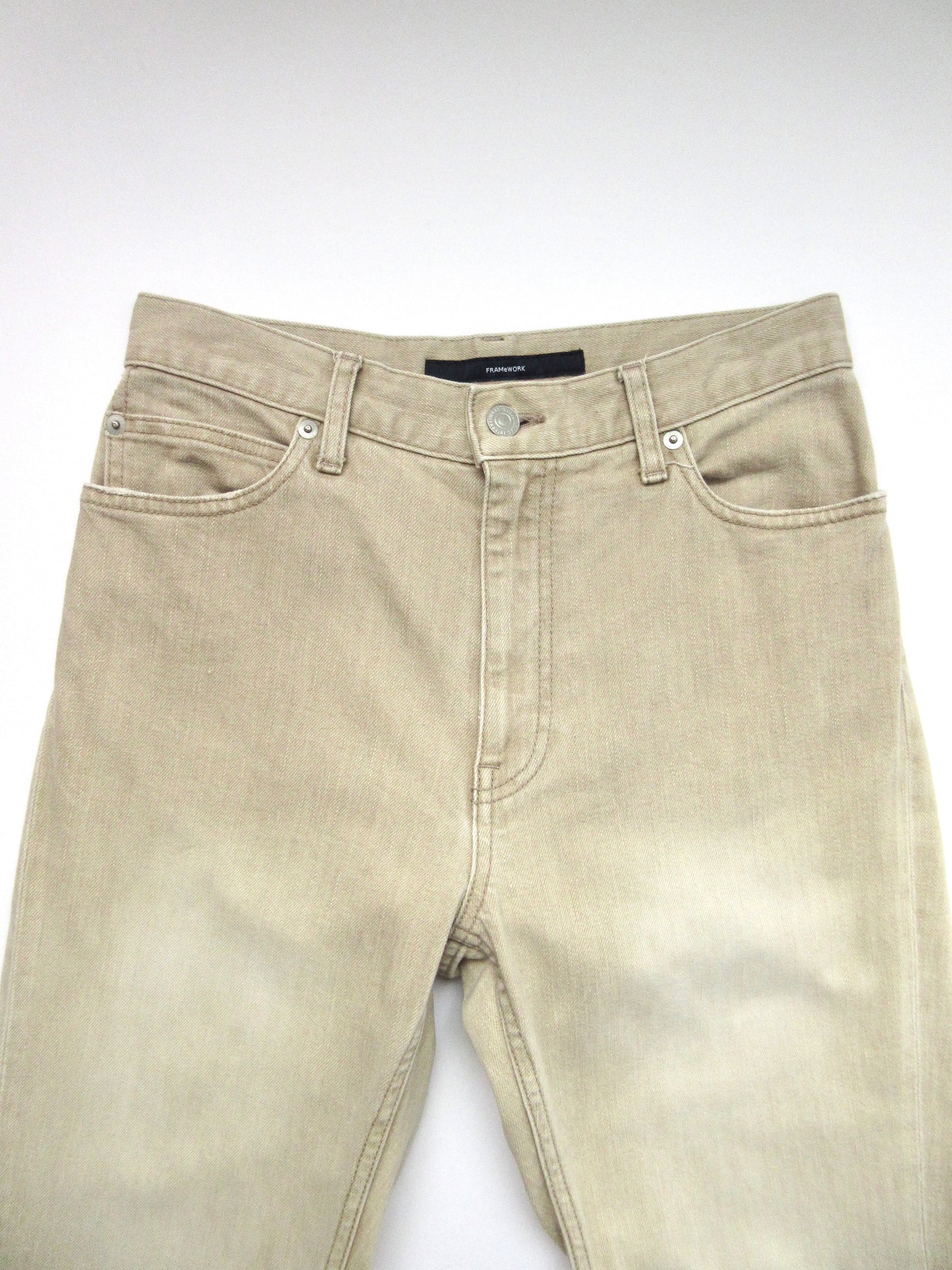 beige semi fitted denim pants