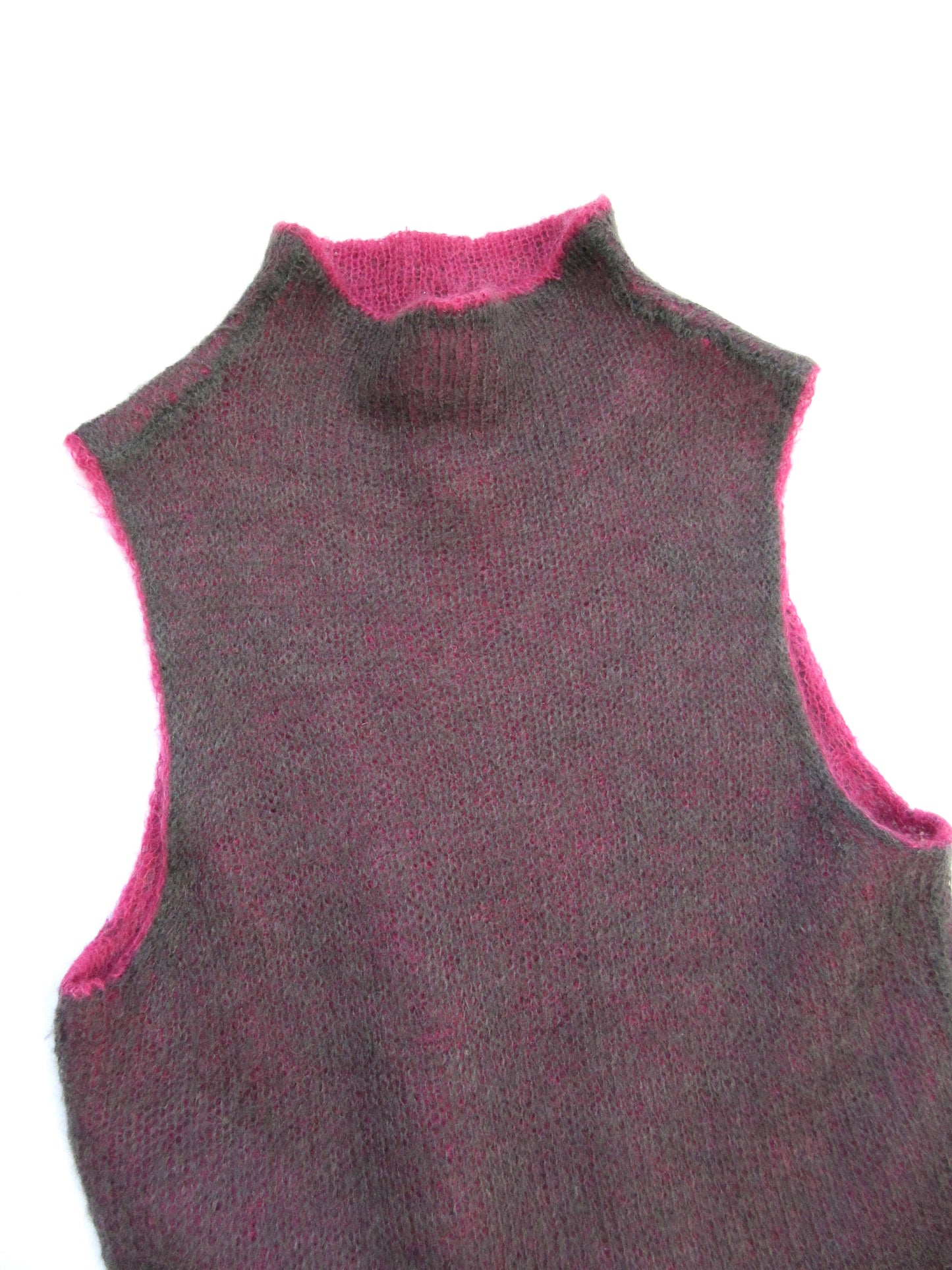 【used】pink×gray reversible knit top