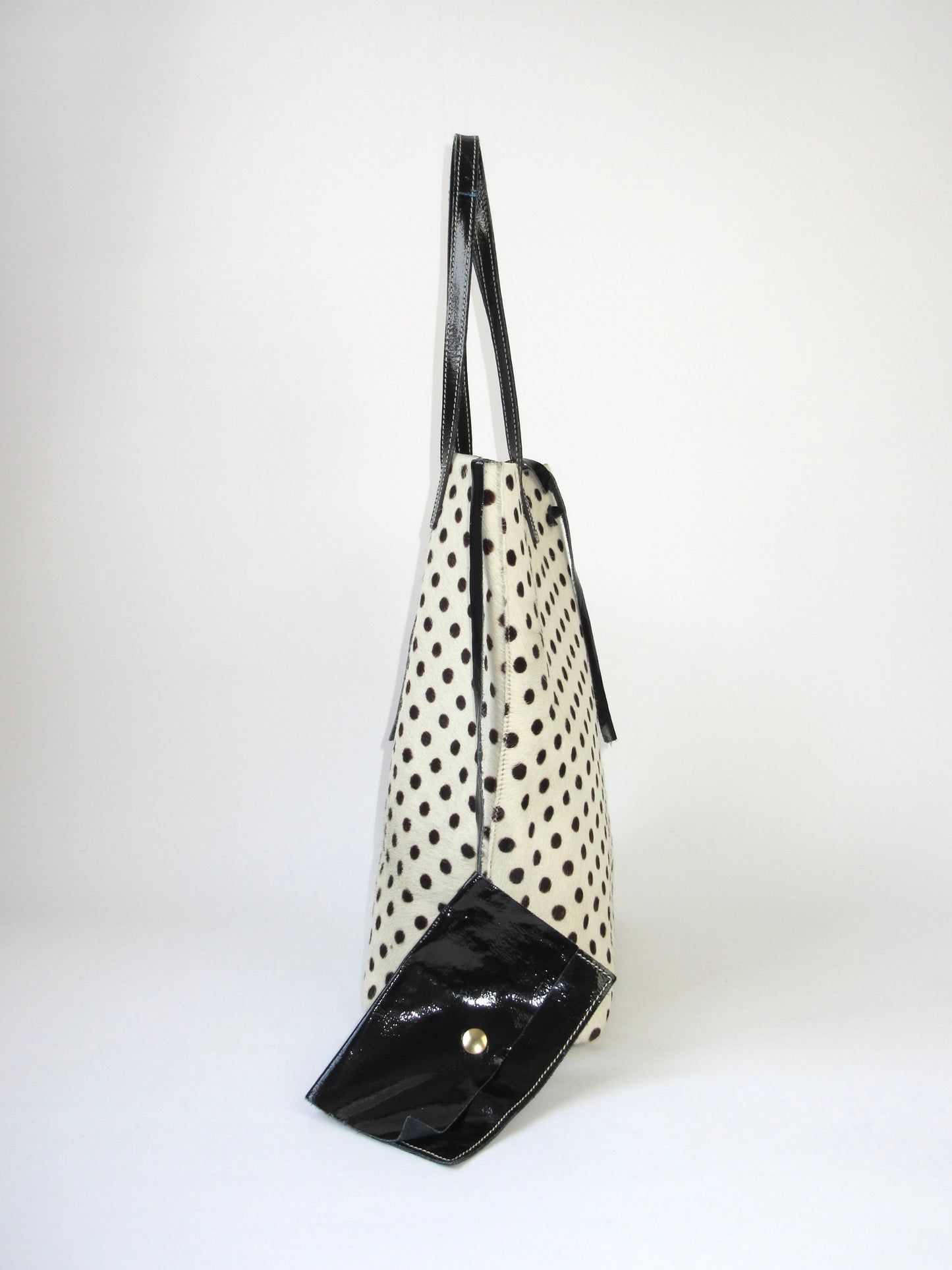 leather polka dots tote bag