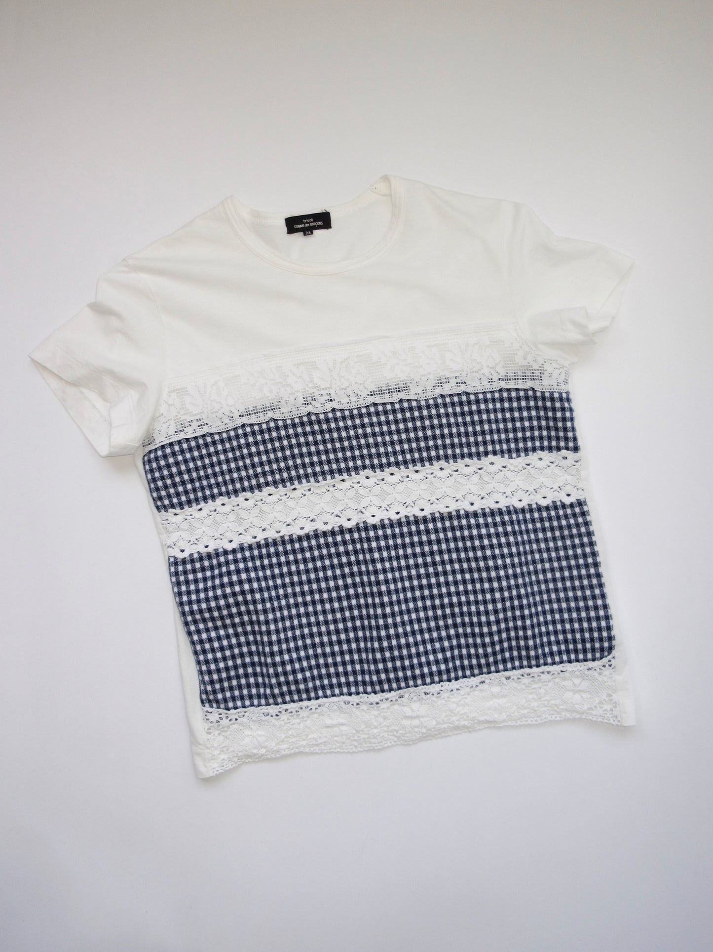 tricot comme des garcons plaid t-shirt