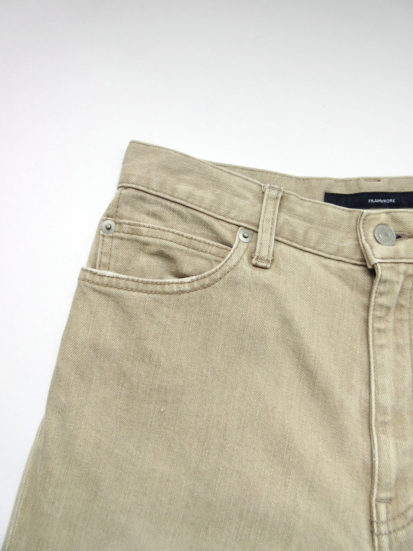 beige semi fitted denim pants