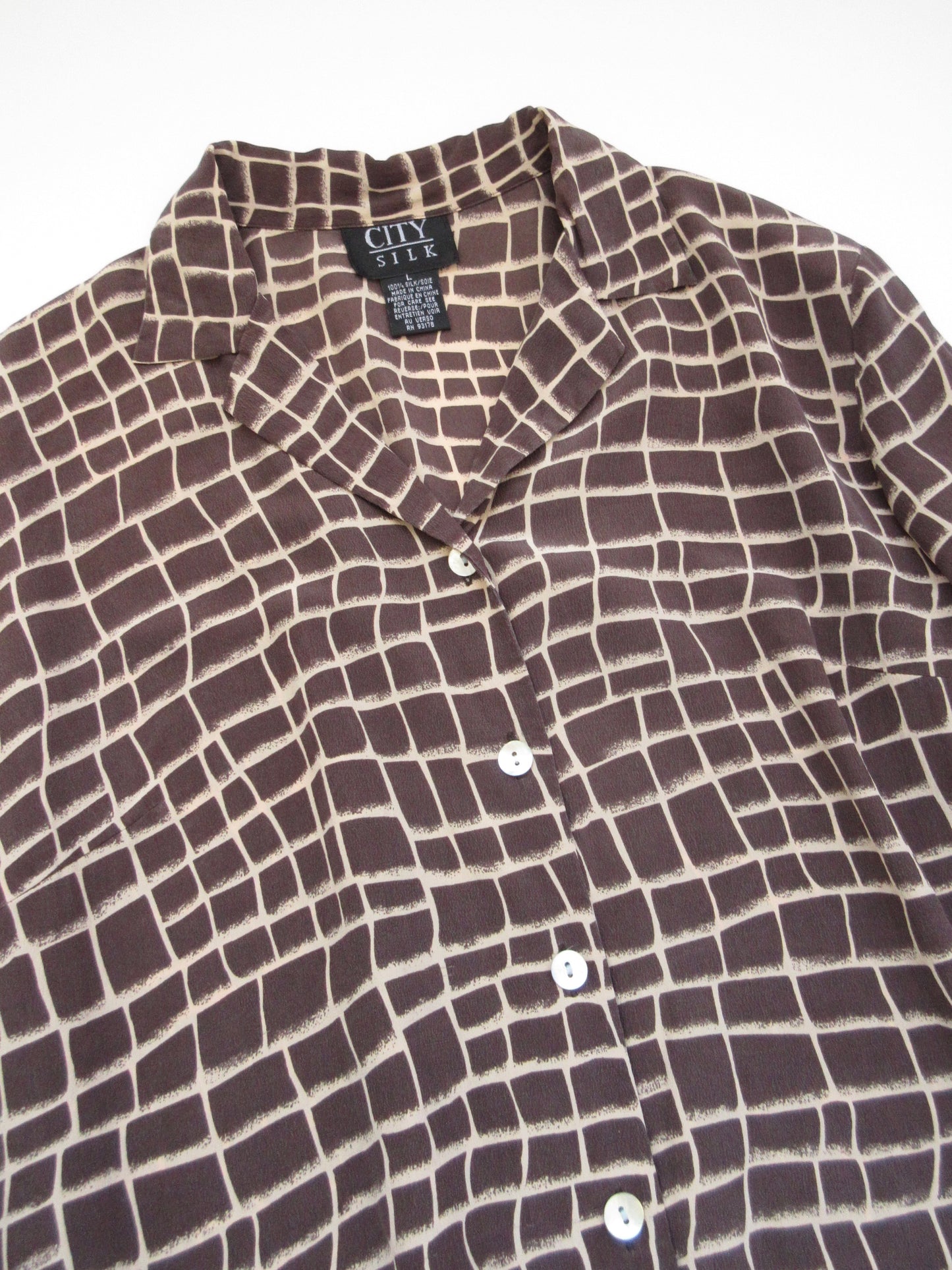 【used】giraffe pattern silk shirt