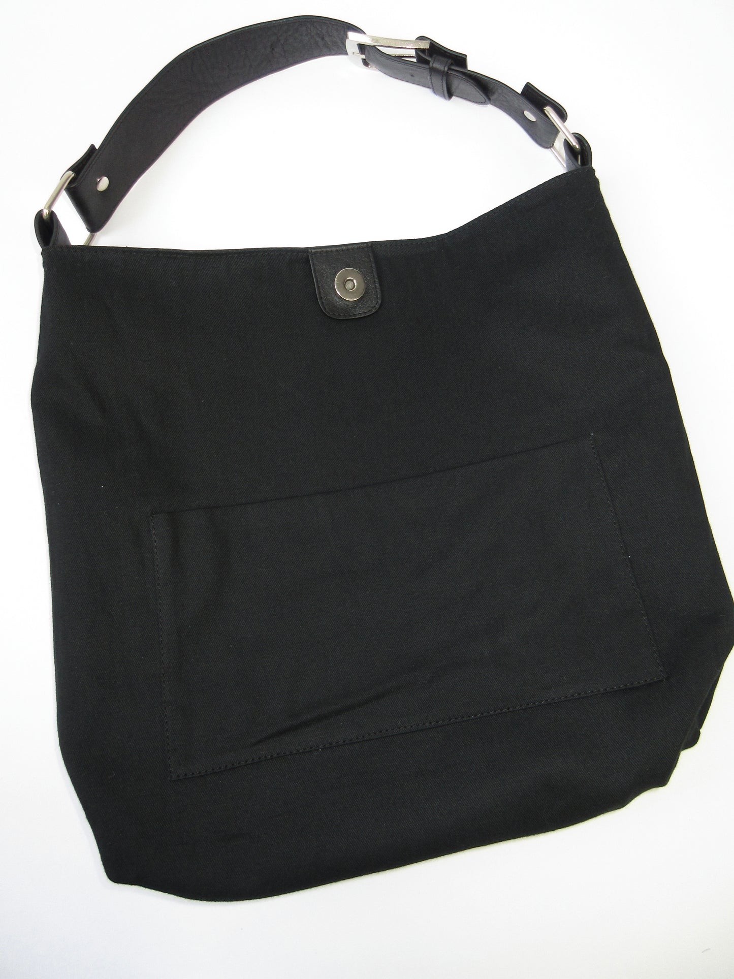 black leather tote bag