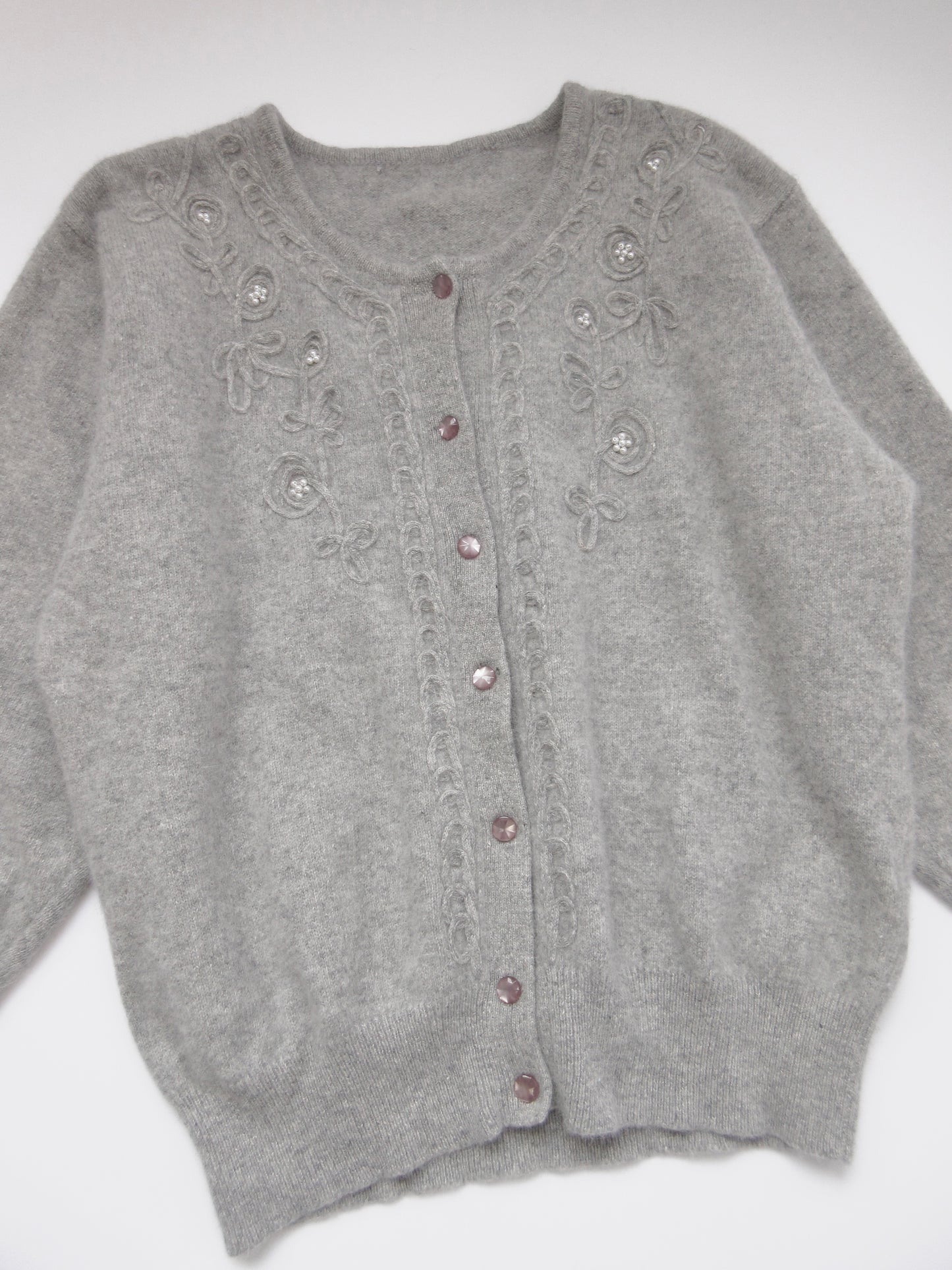 【used】gray lovely design knit cardigan