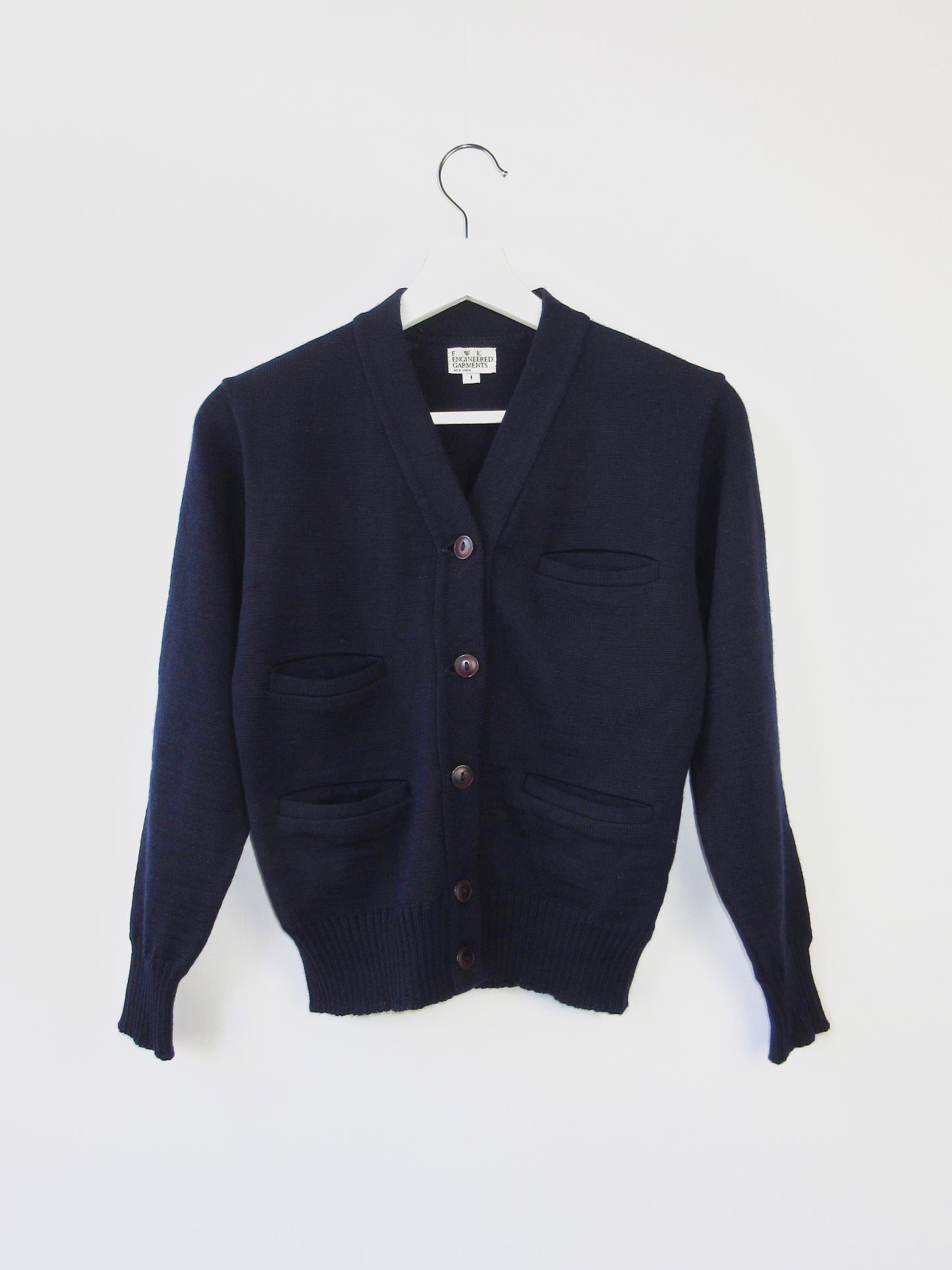 navy wool design cardigan