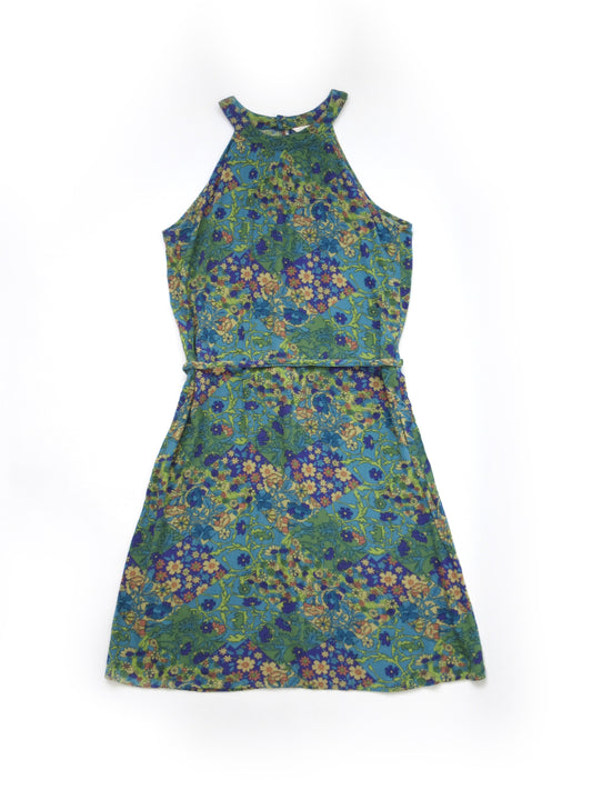 【used】botanical flower american sleeve dress