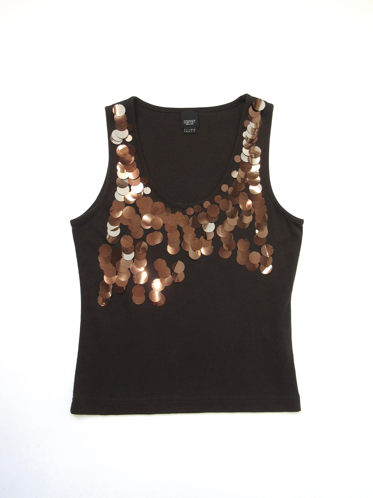 spangle brown tank top