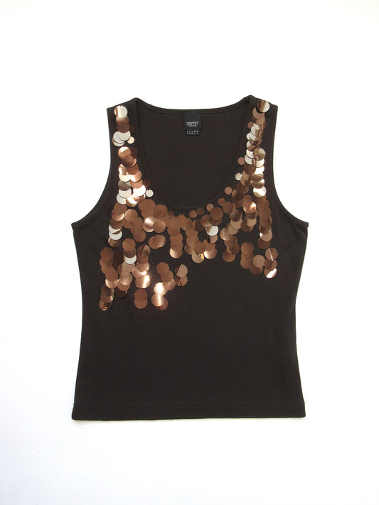 spangle brown tank top