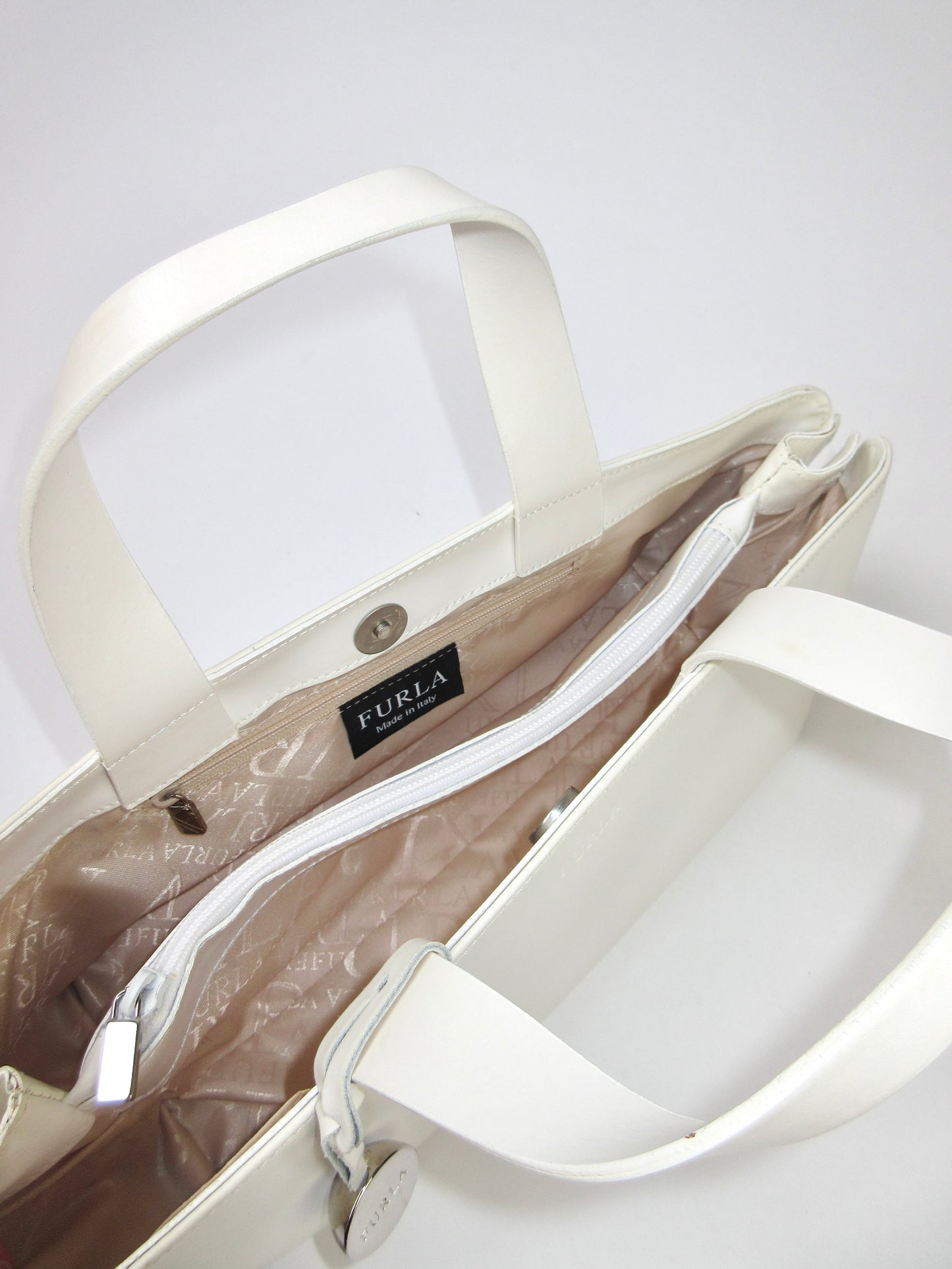 FURLA white leather handbag