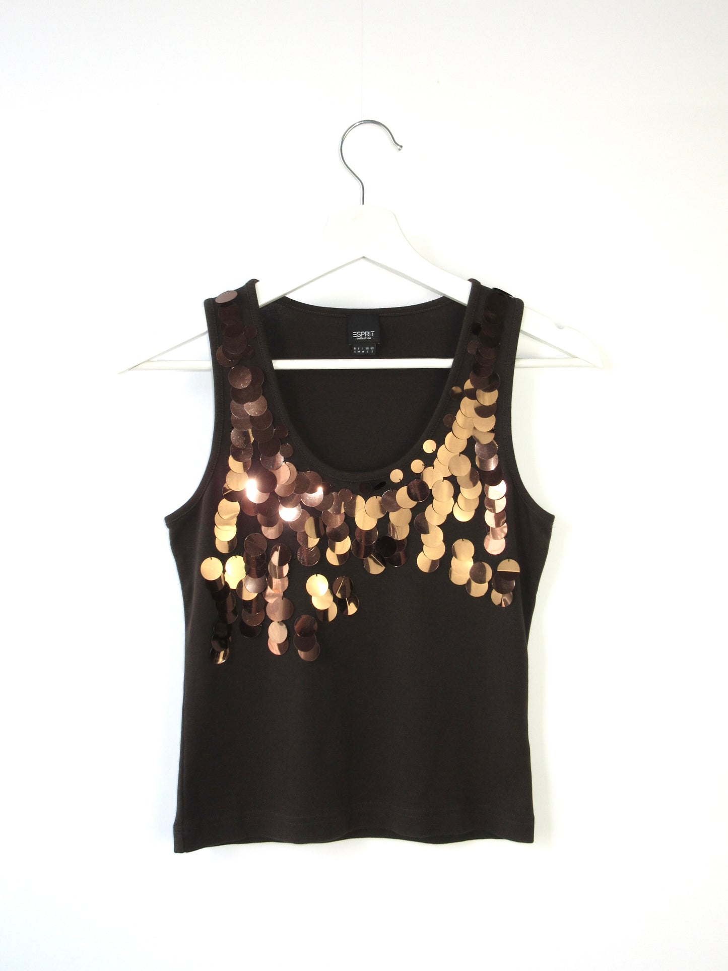 spangle brown tank top