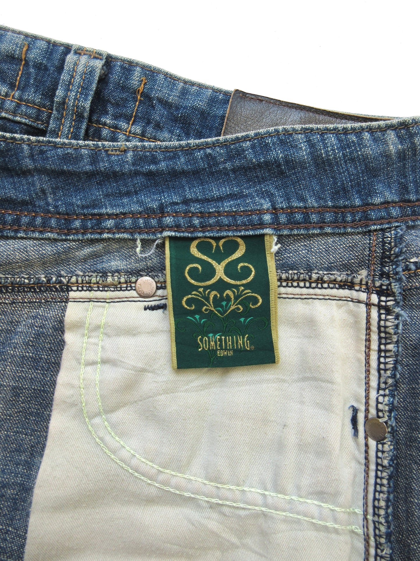 denim aging bermuda pants