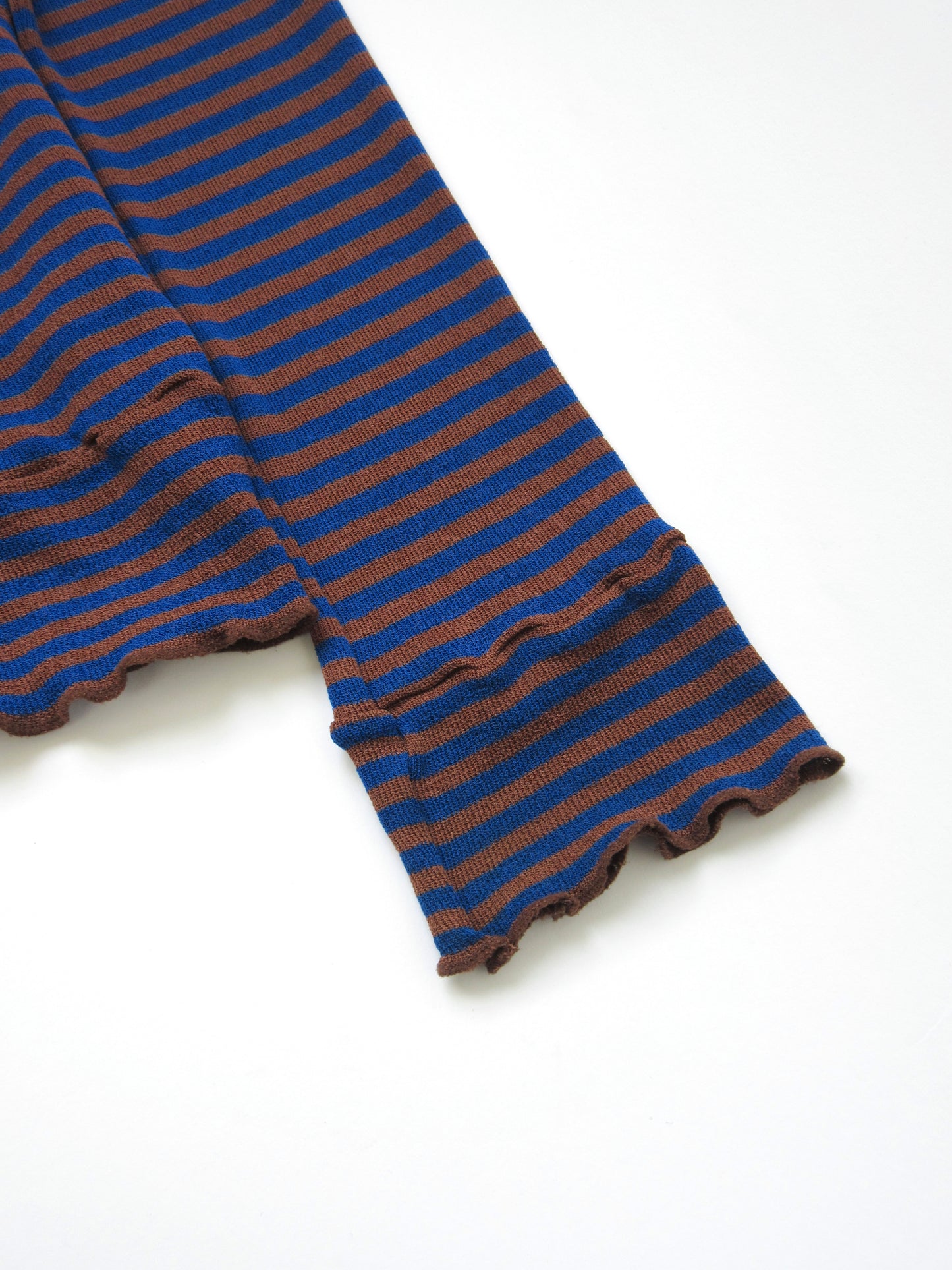 tricot comme des garcons brown× blue stripe top