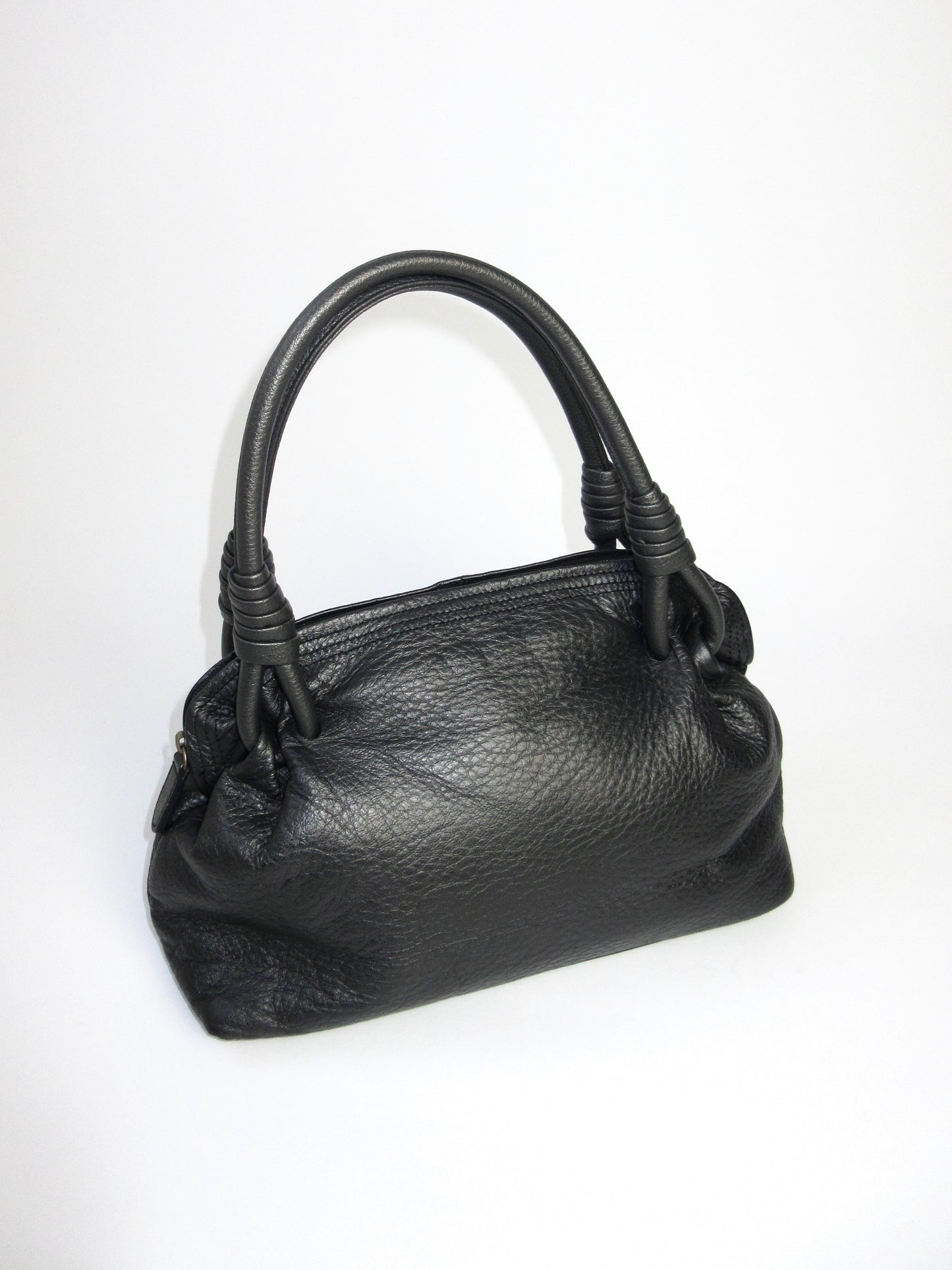 grained leather detail hand bag