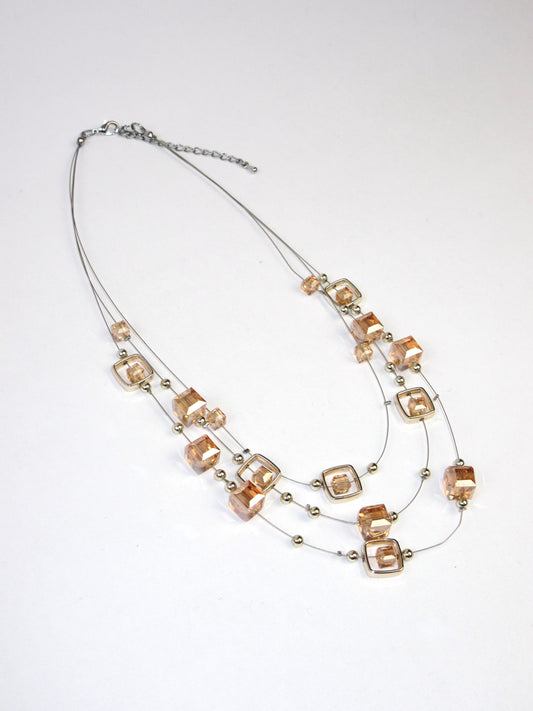 summer orange three-strand necklace