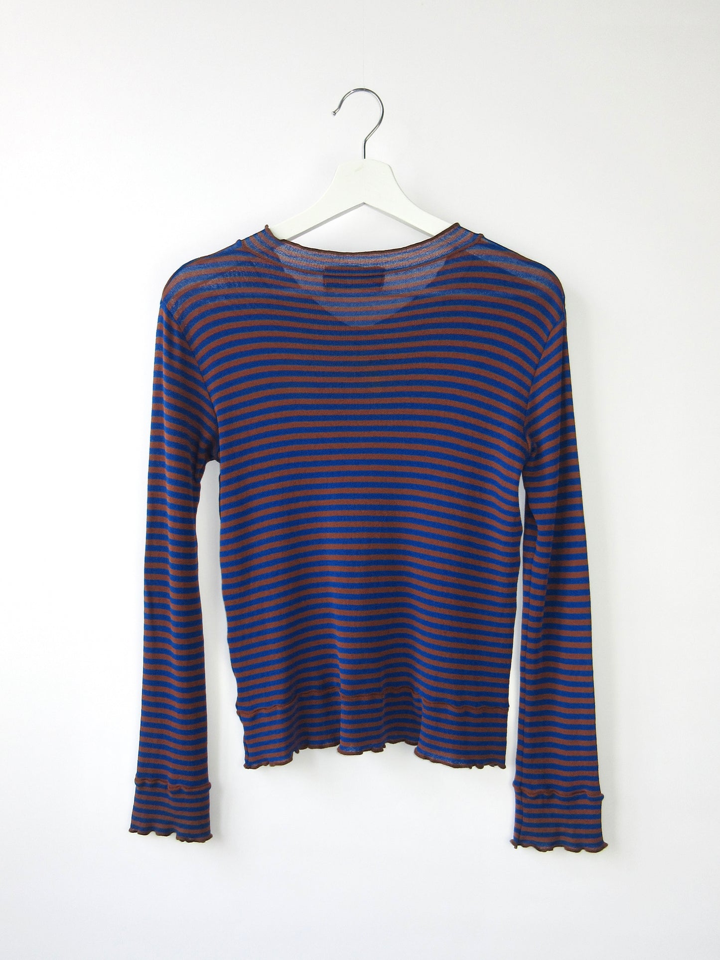 tricot comme des garcons brown× blue stripe top