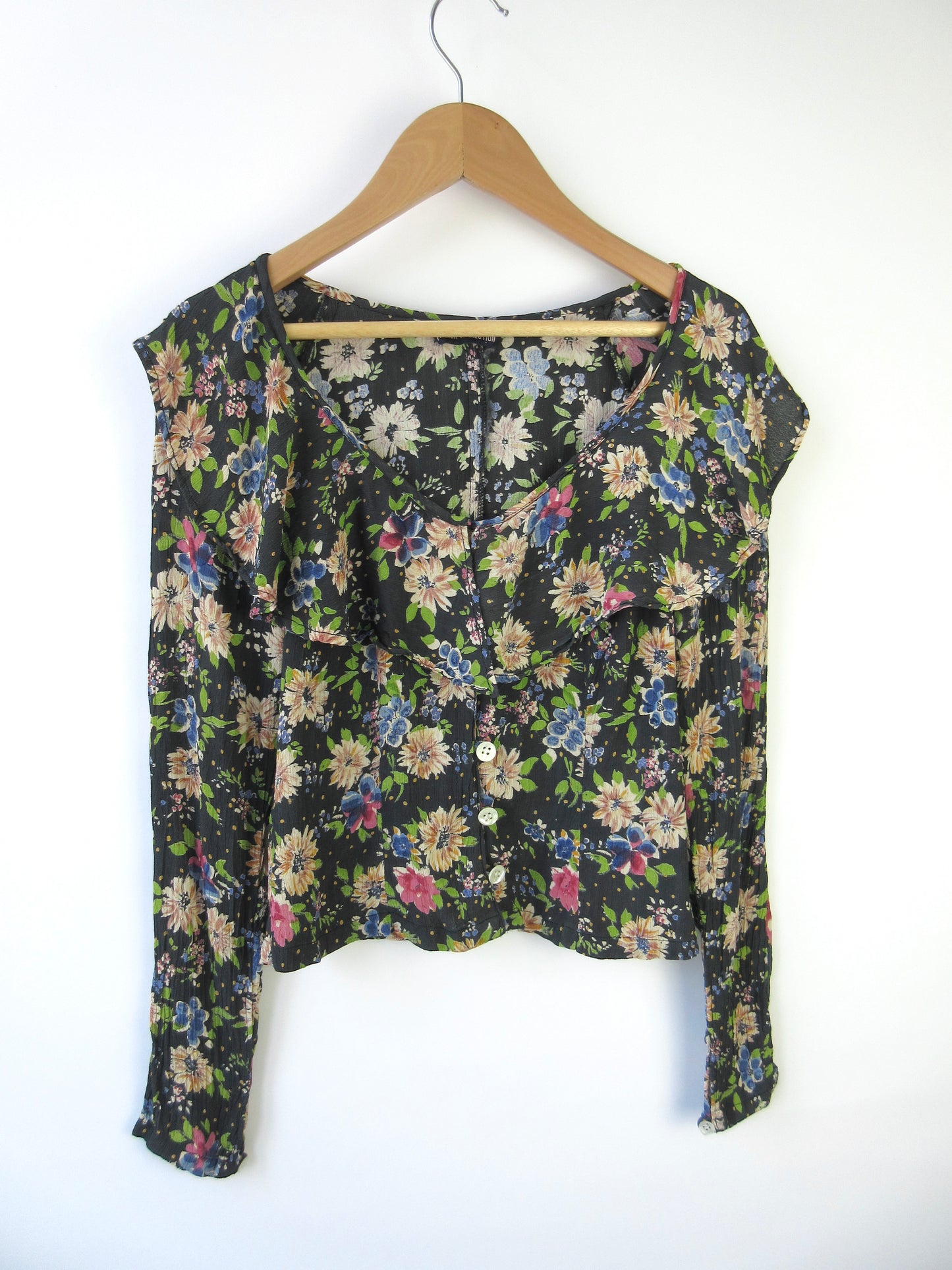 【used】flower ruffle blouse