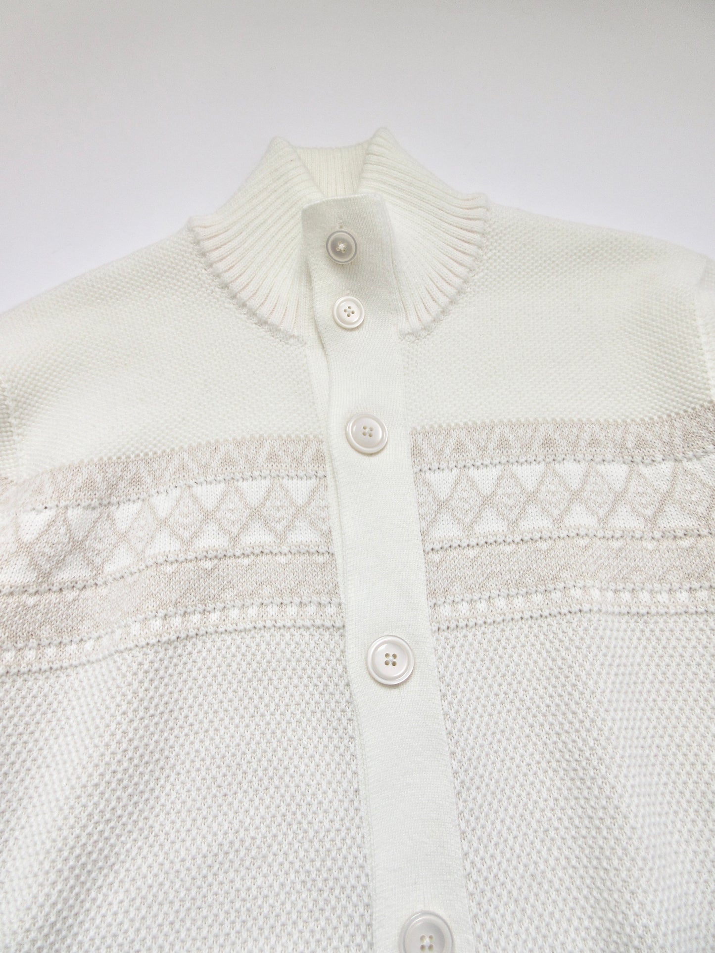 nordic pattern white cardigan