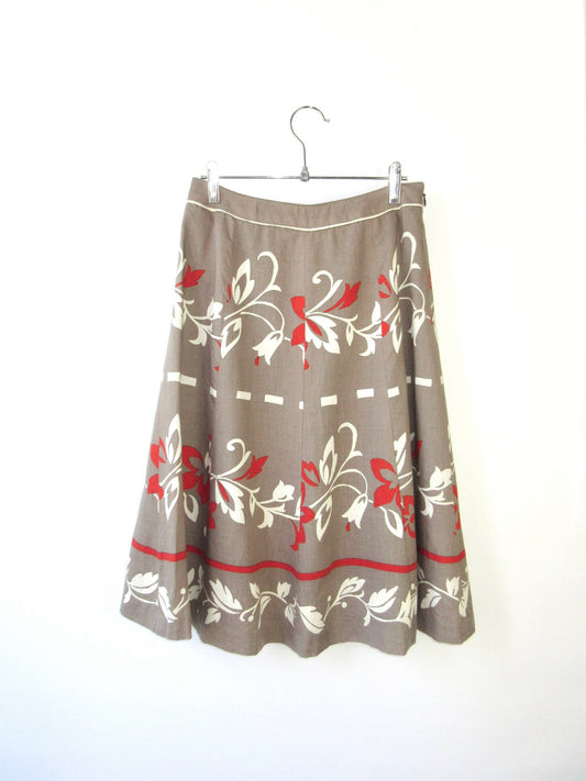 flower pattern flare skirt