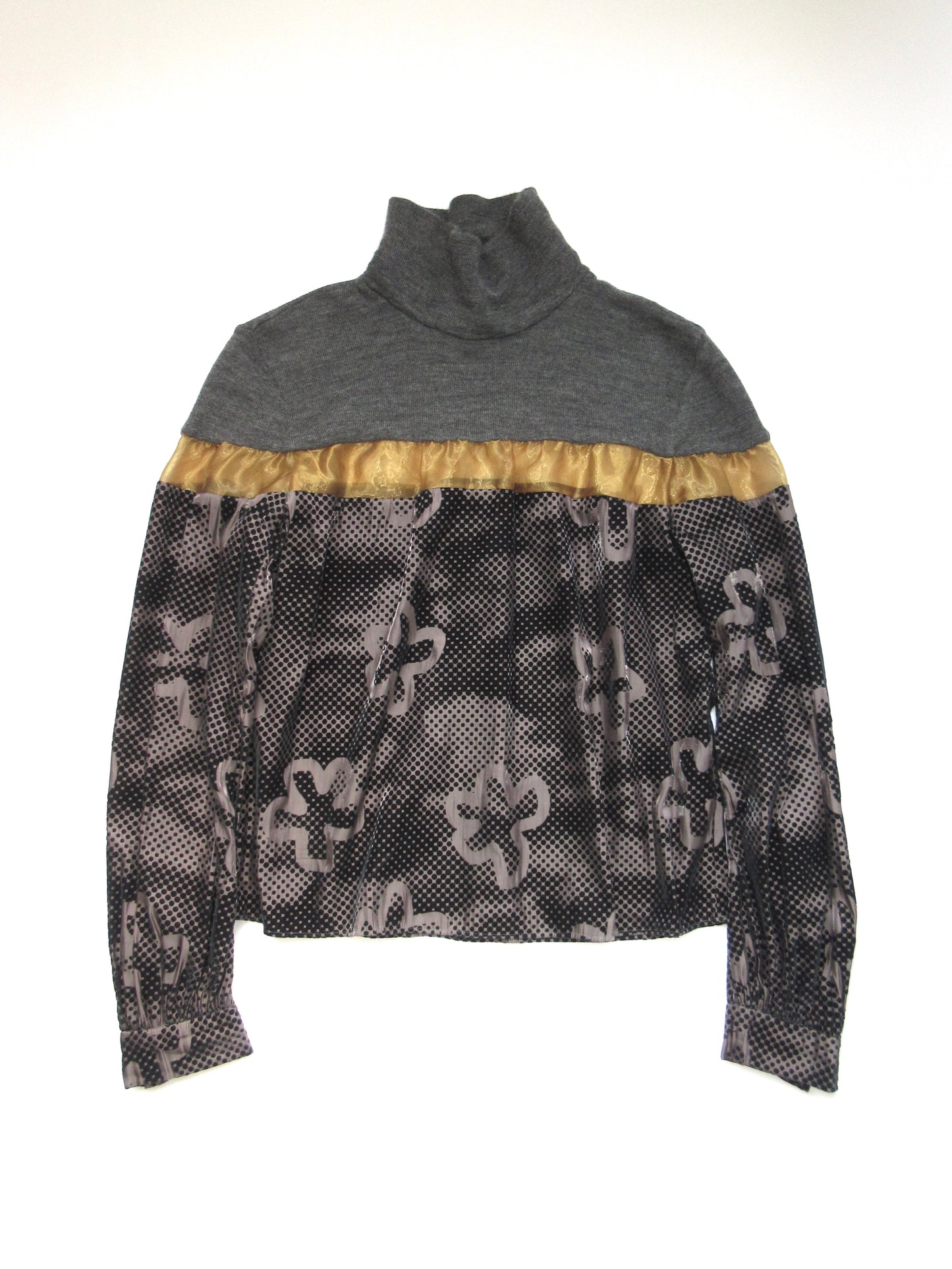 【used】kolor flower flocking turtleneck top