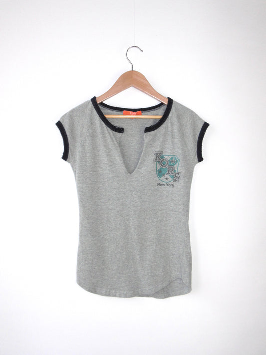 MICHAEL KORS skipper neck print top