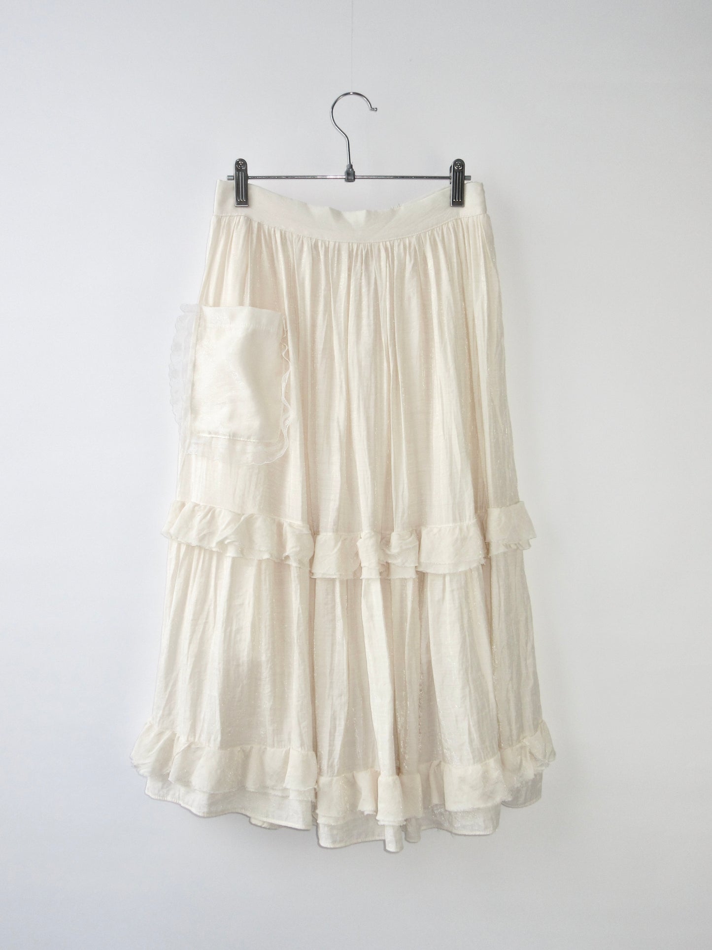 ivory volume frill skirt