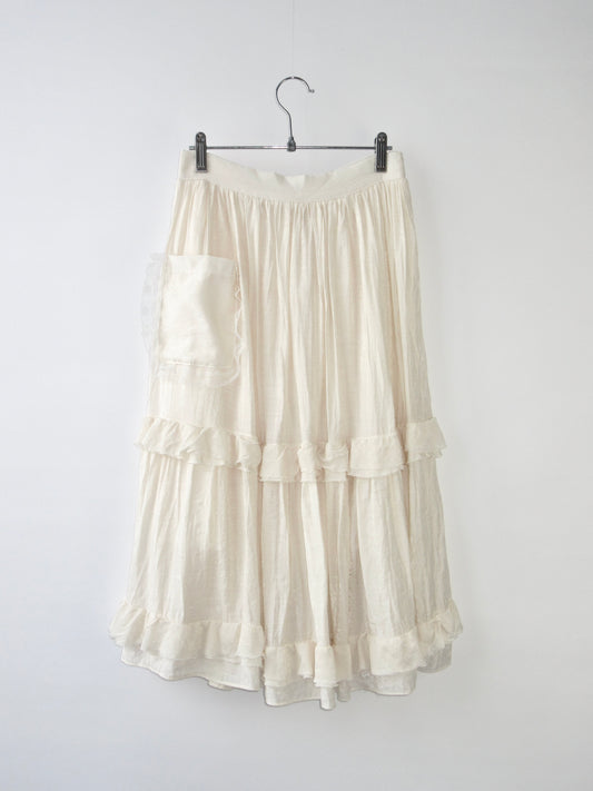 ivory volume frill skirt