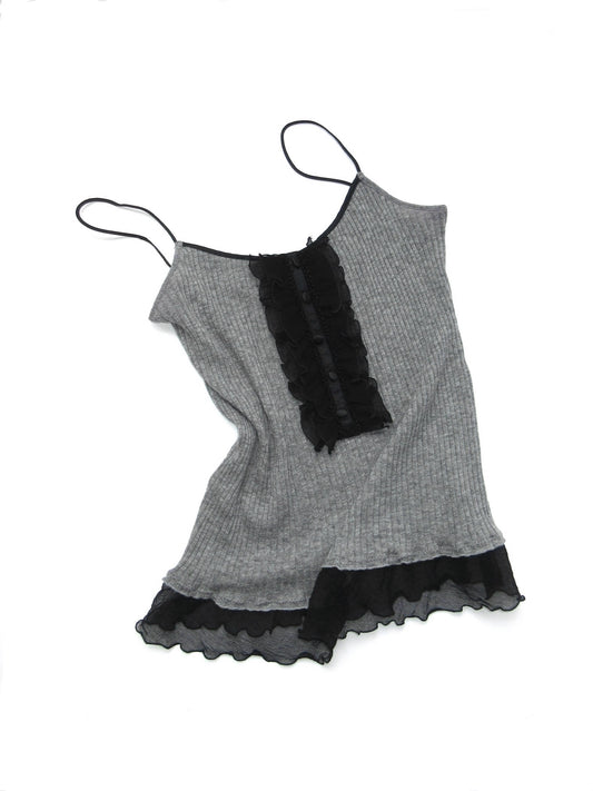 frill ribbed camisole