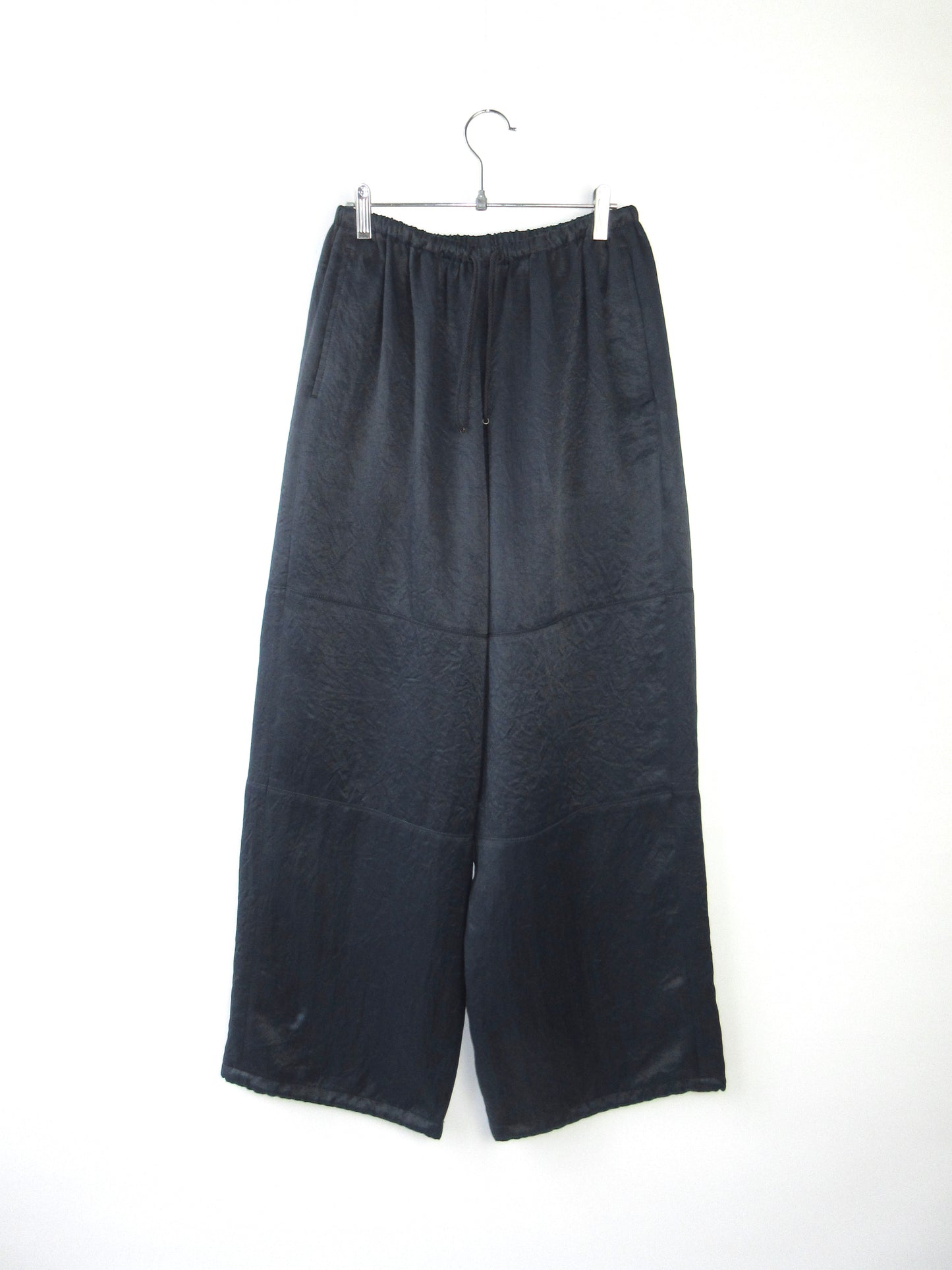 navy shiny wide pants