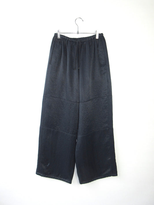 navy shiny wide pants