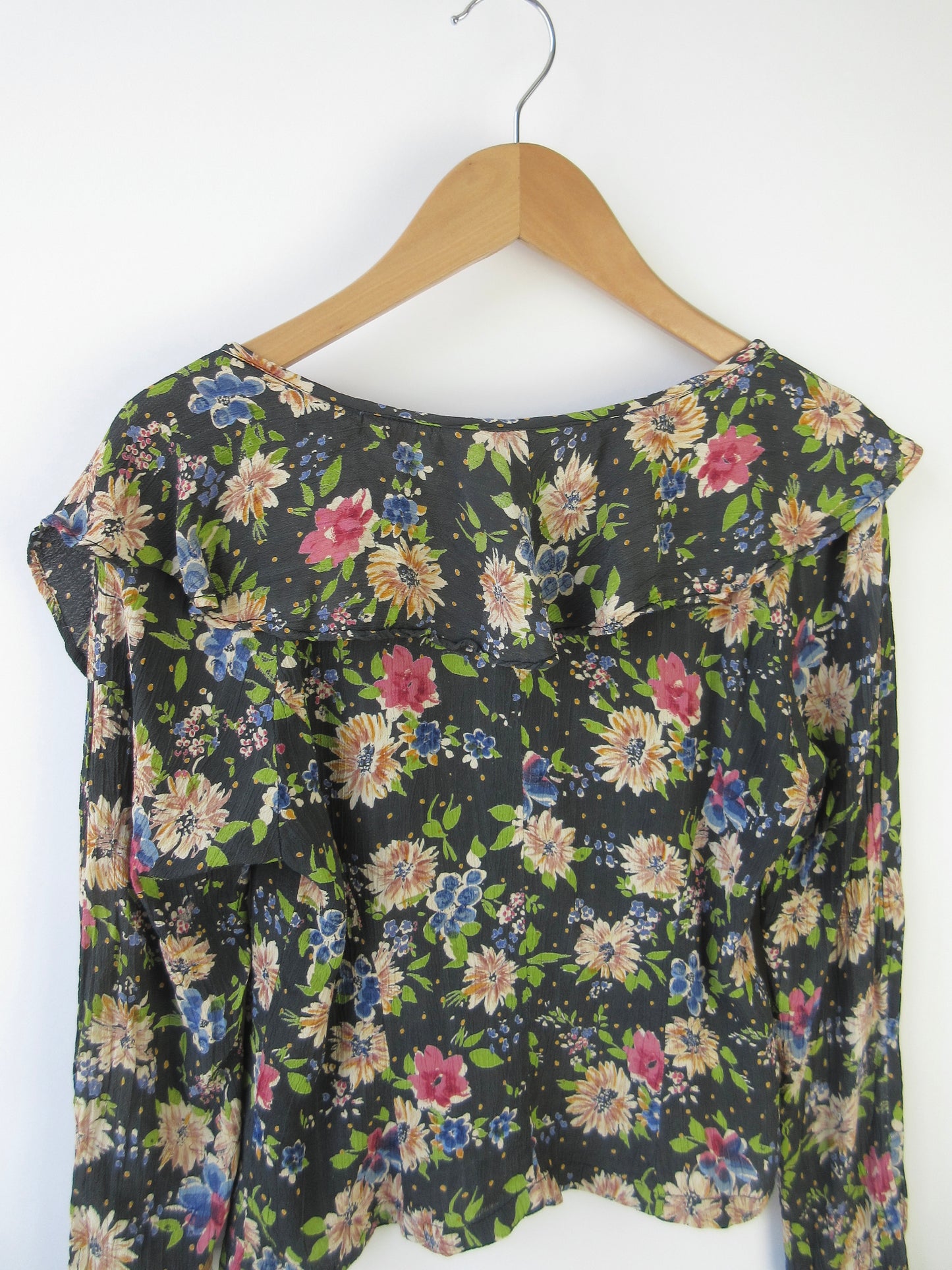 【used】flower ruffle blouse