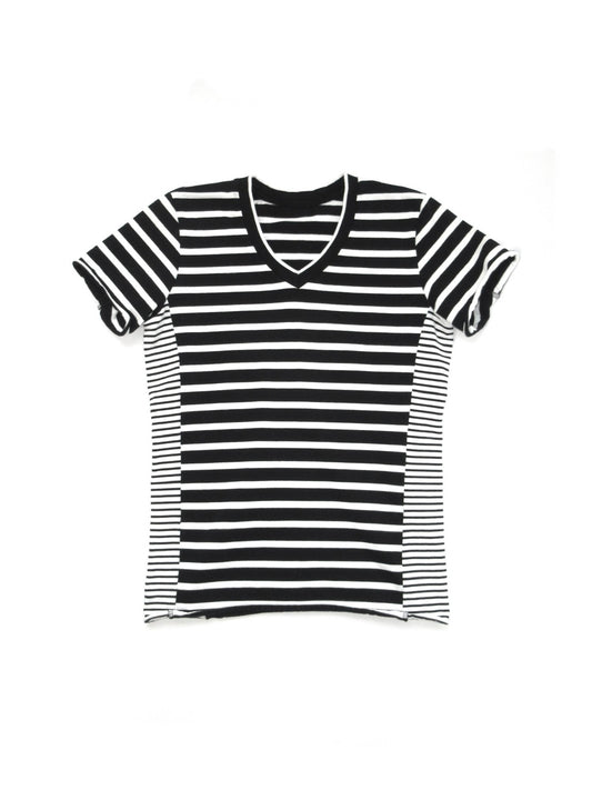 panel stripe vneck t-shirt