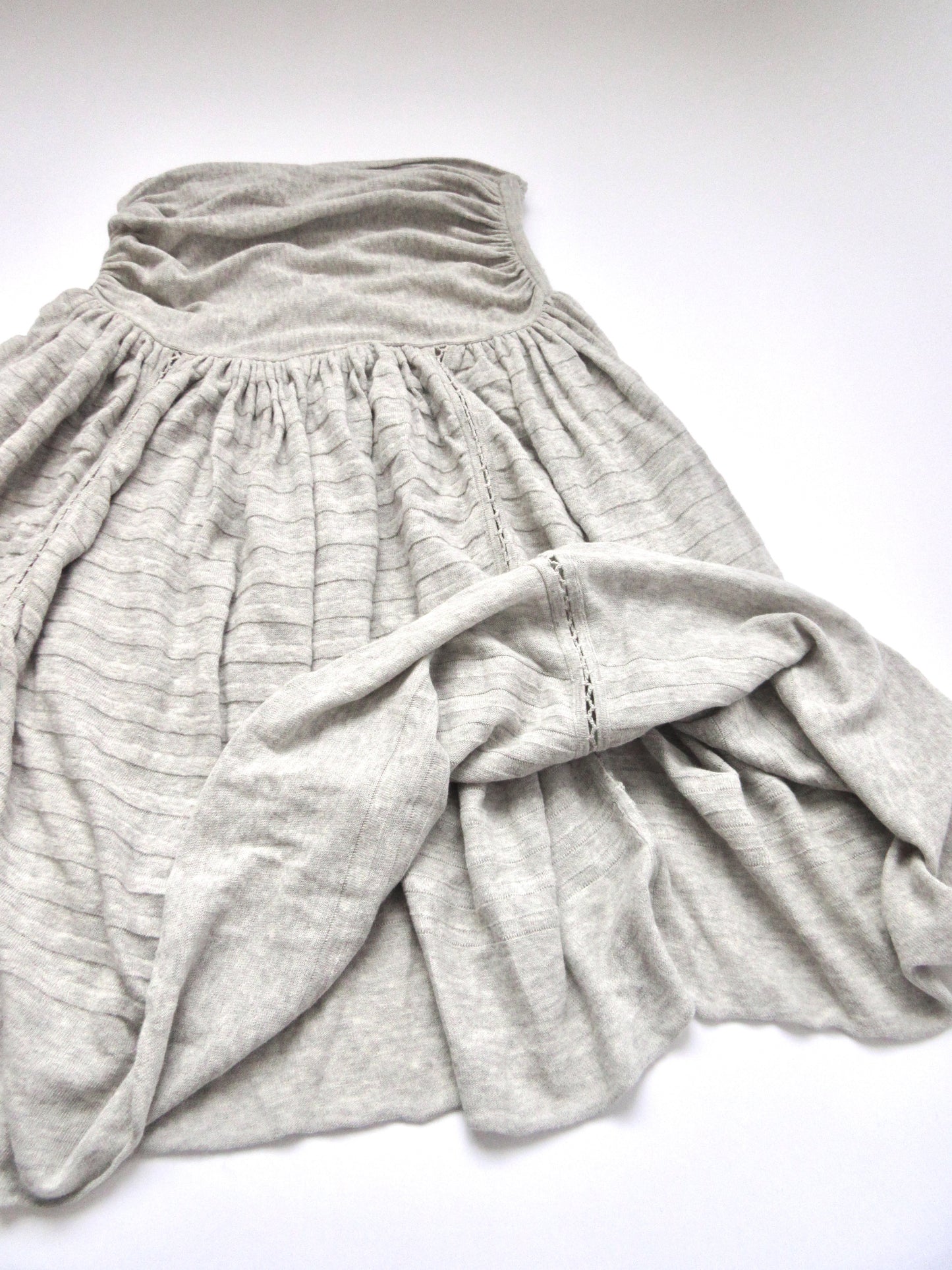 cotton knit gather flare skirt