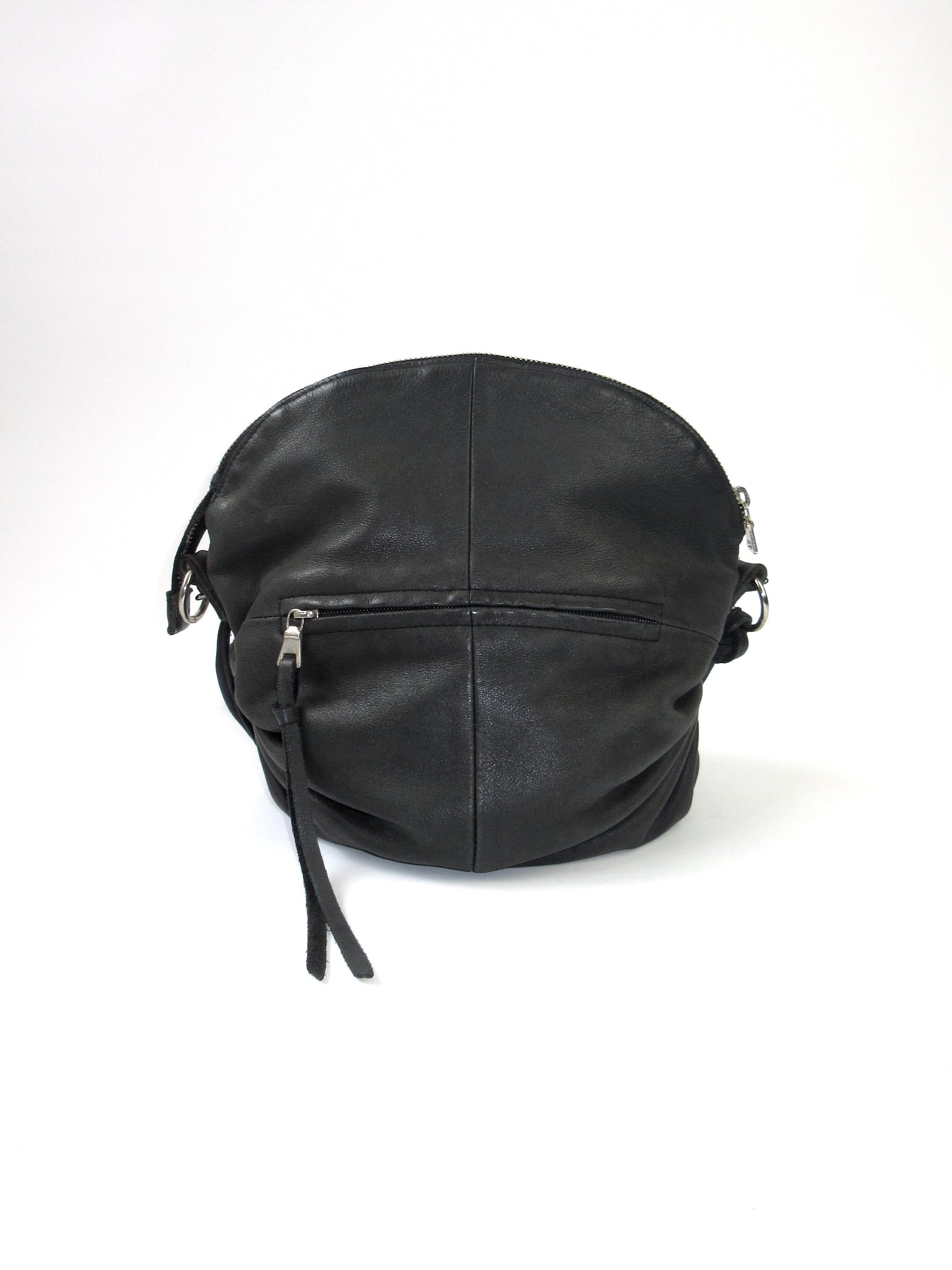 【used】round design leather bag