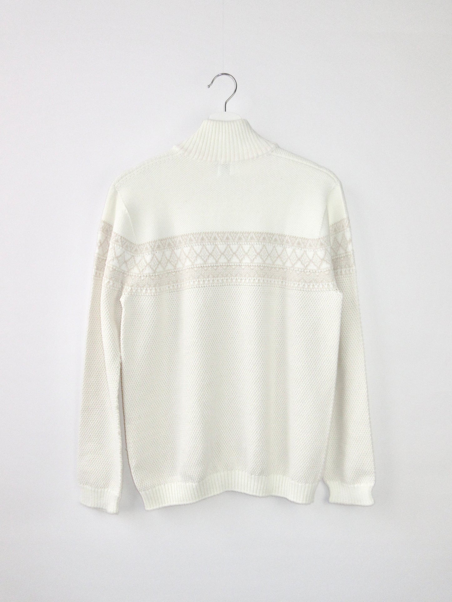 nordic pattern white cardigan