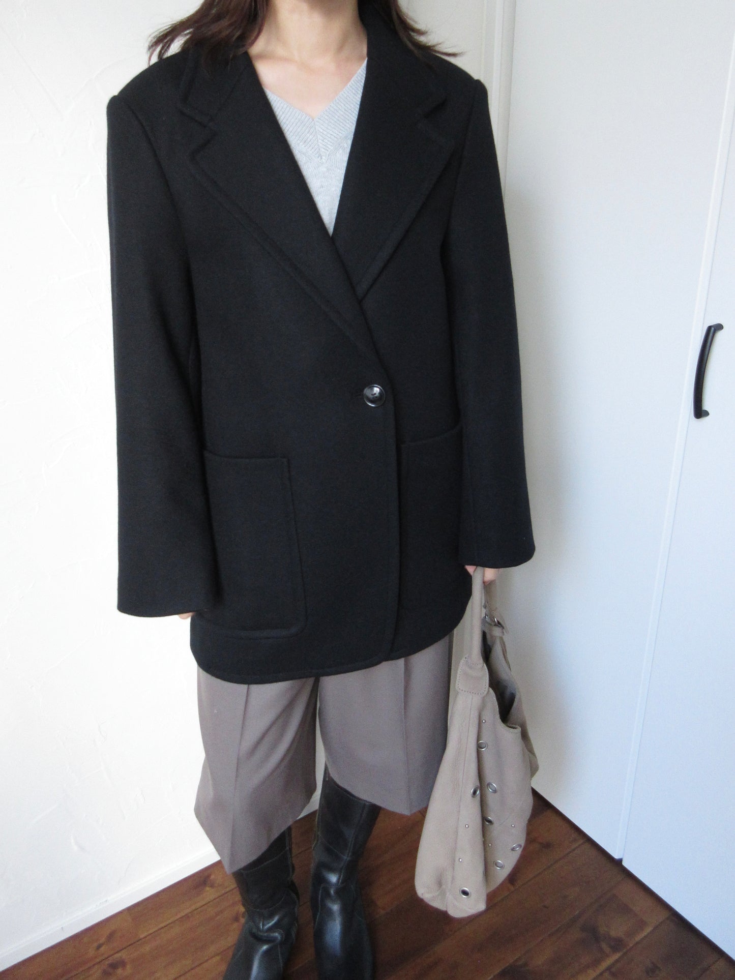 【used】black wool jacket