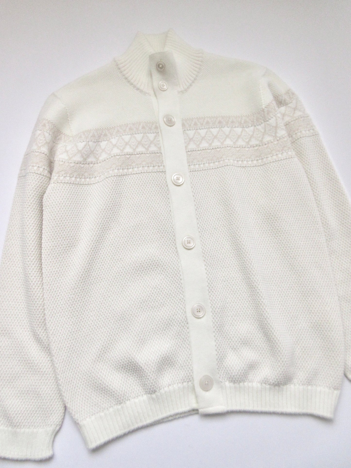 nordic pattern white cardigan